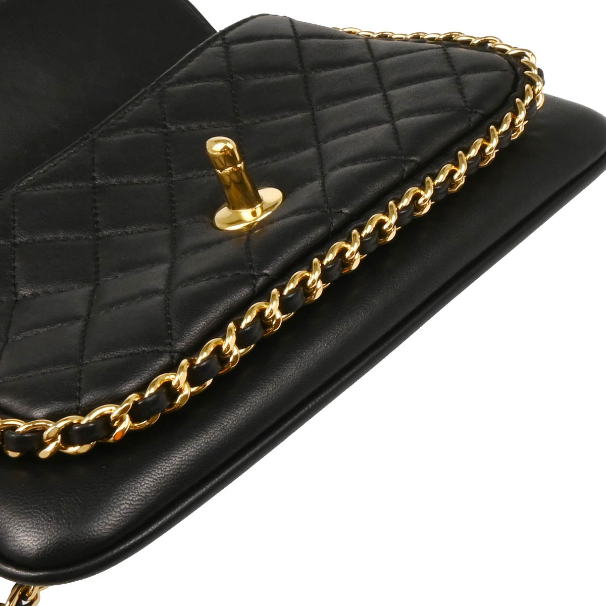 Chanel 2017 Black Lambskin Unchained Flap 2way Shoulder Handbag