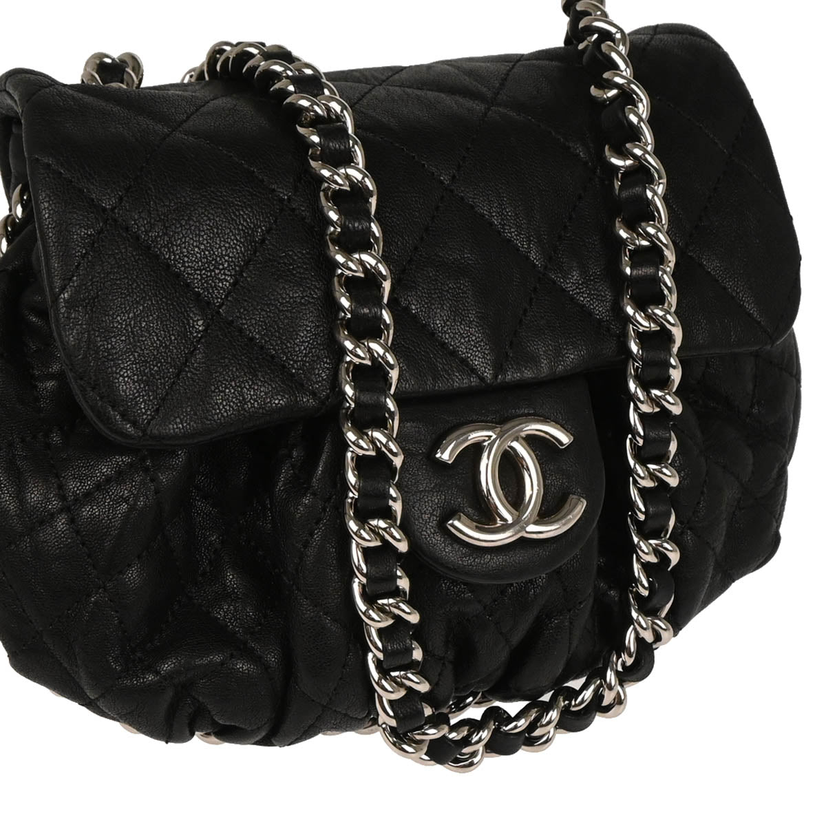 Chanel 2014 Black Calfskin Chain Around Shoulder Bag