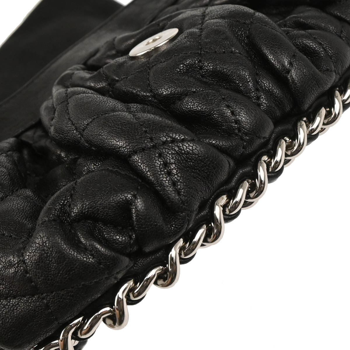 Chanel 2014 Black Calfskin Chain Around Shoulder Bag