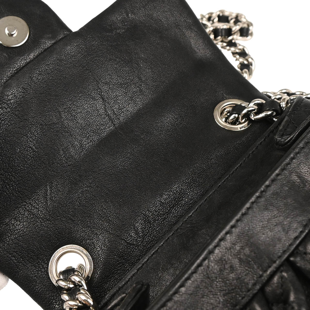 Chanel 2014 Black Calfskin Chain Around Shoulder Bag