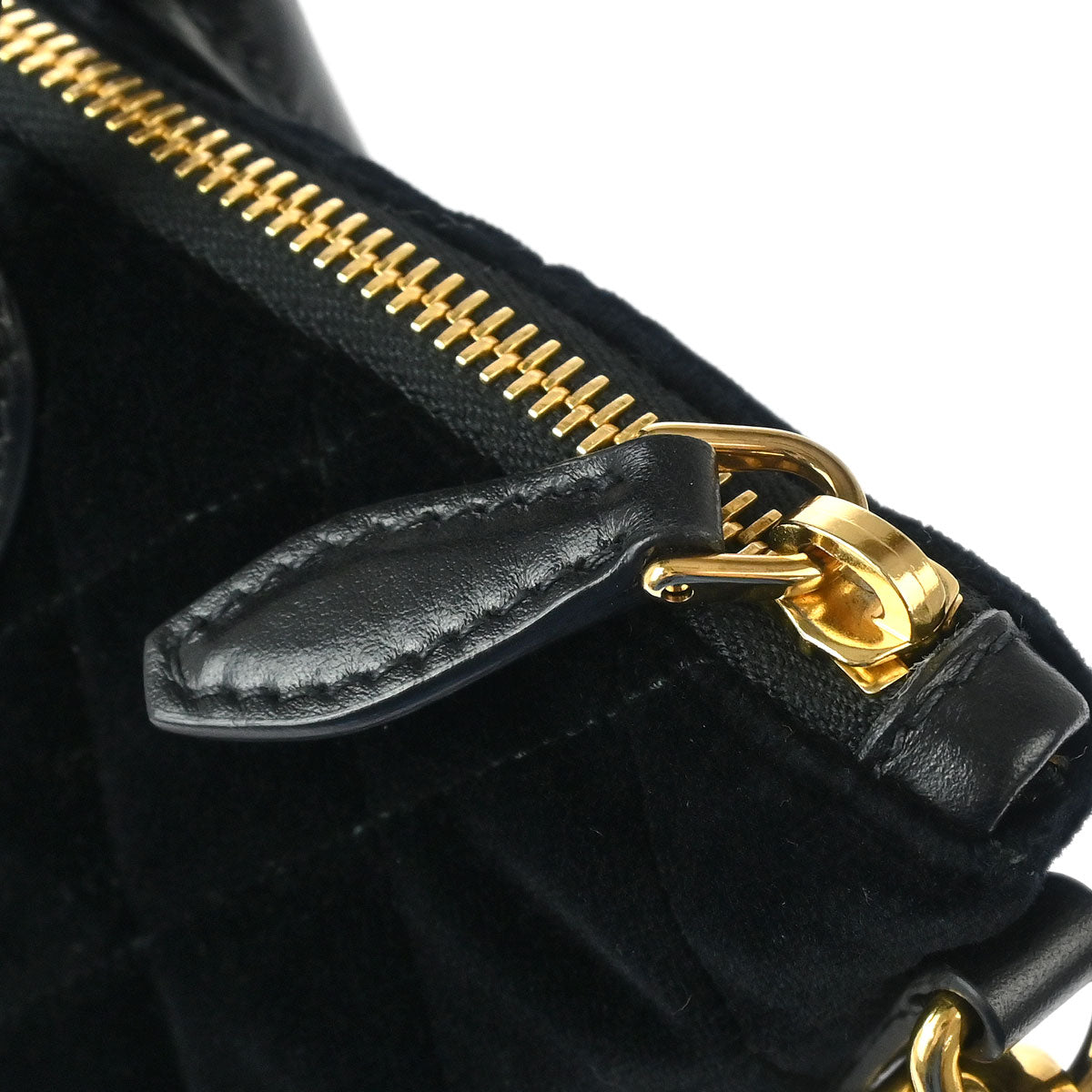 Prada Black Embroidered Velvet 2way Shoulder Handbag