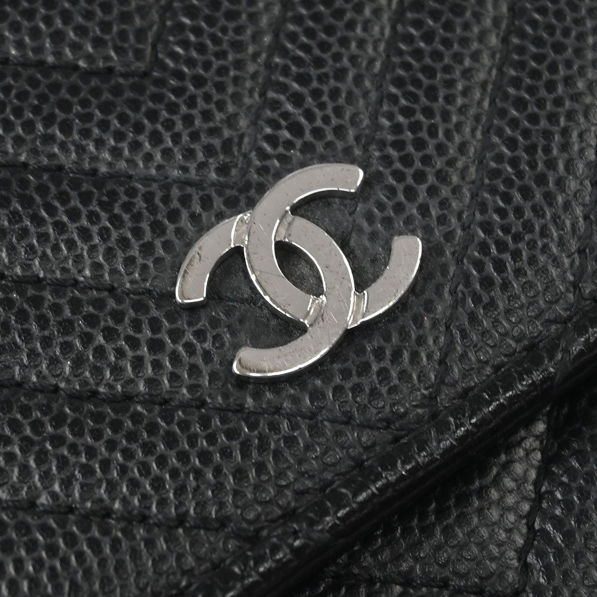 Chanel 2016-2017 Black Caviar Chevron WOC Wallet on Chain Shoulder Bag