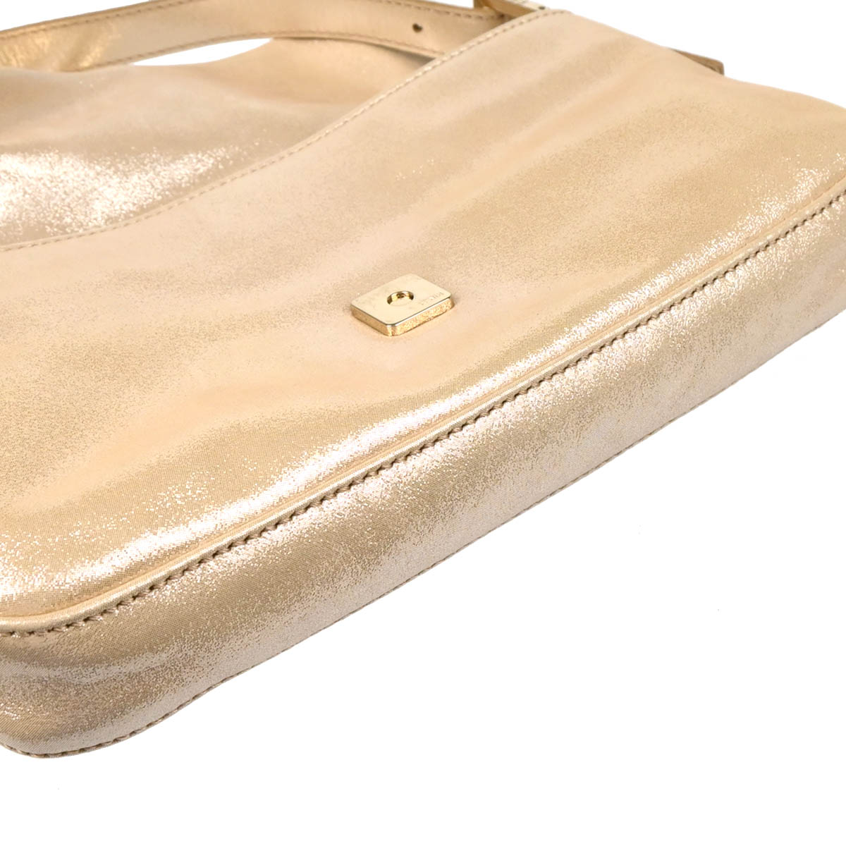 Fendi Metallic White Leather Baguette Handbag
