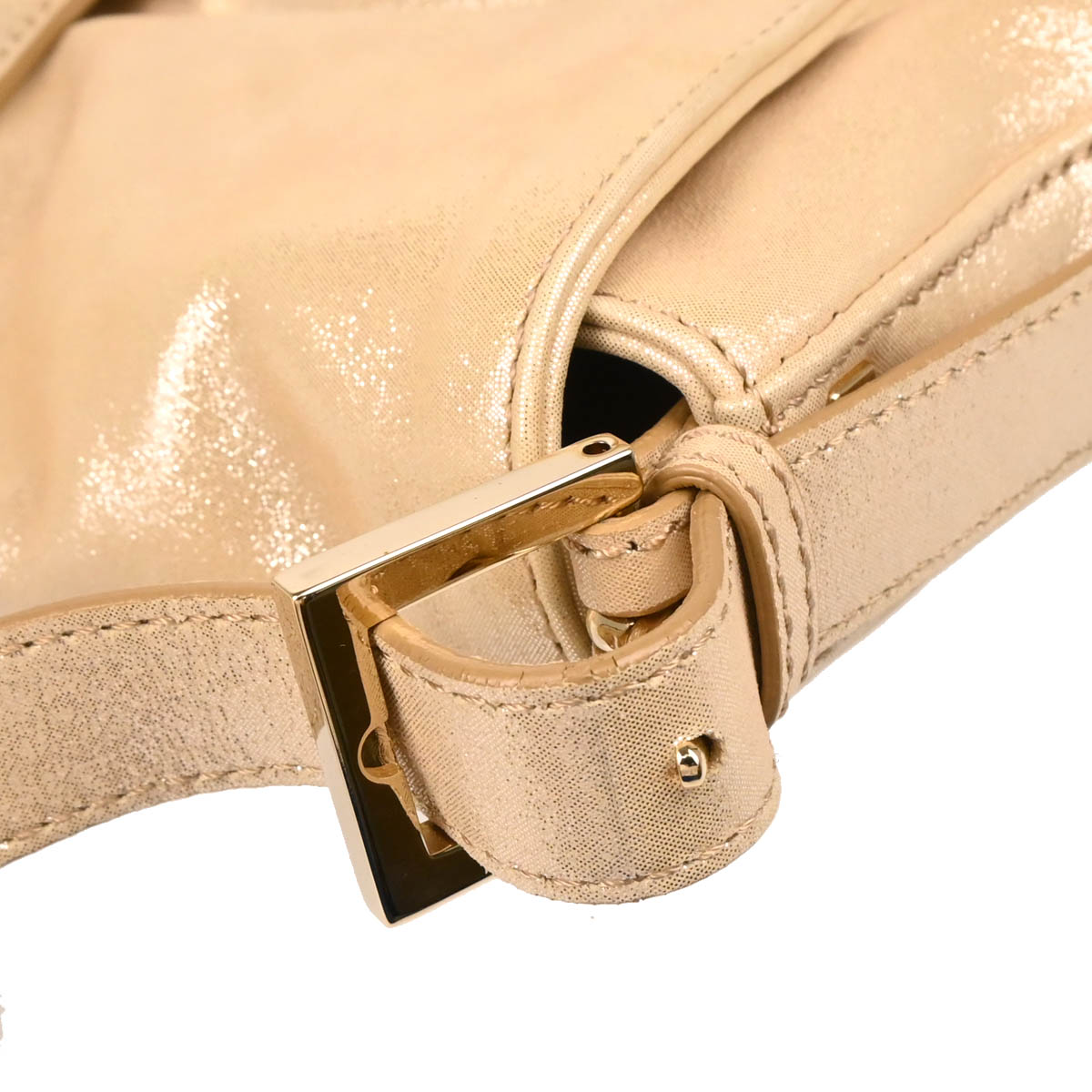 Fendi Metallic White Leather Baguette Handbag
