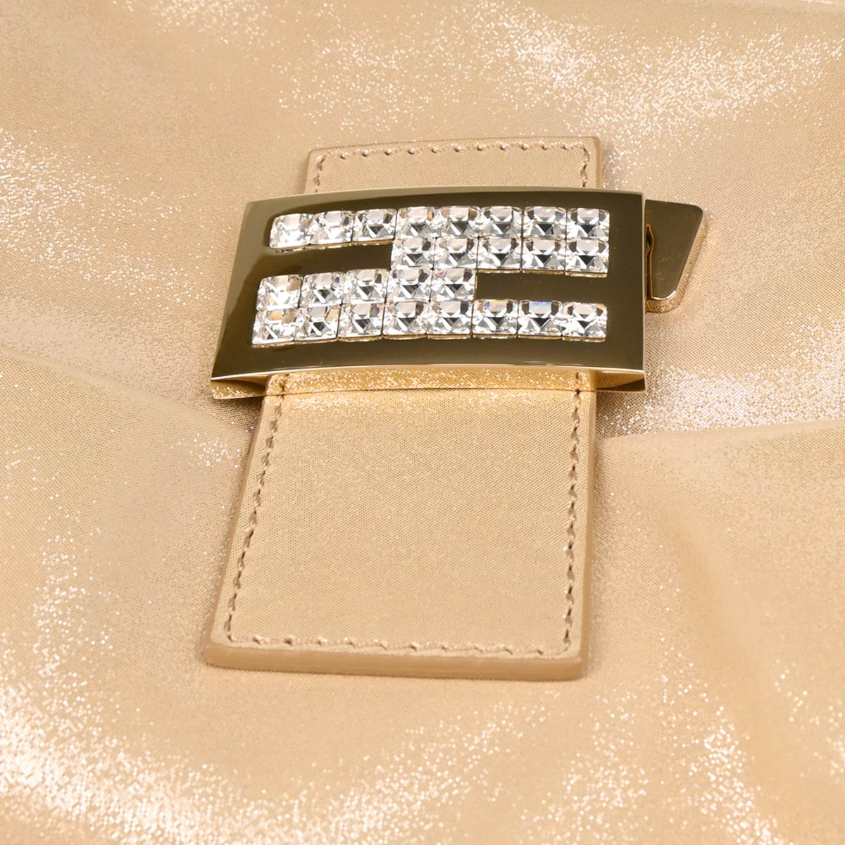 Fendi Metallic White Leather Baguette Handbag