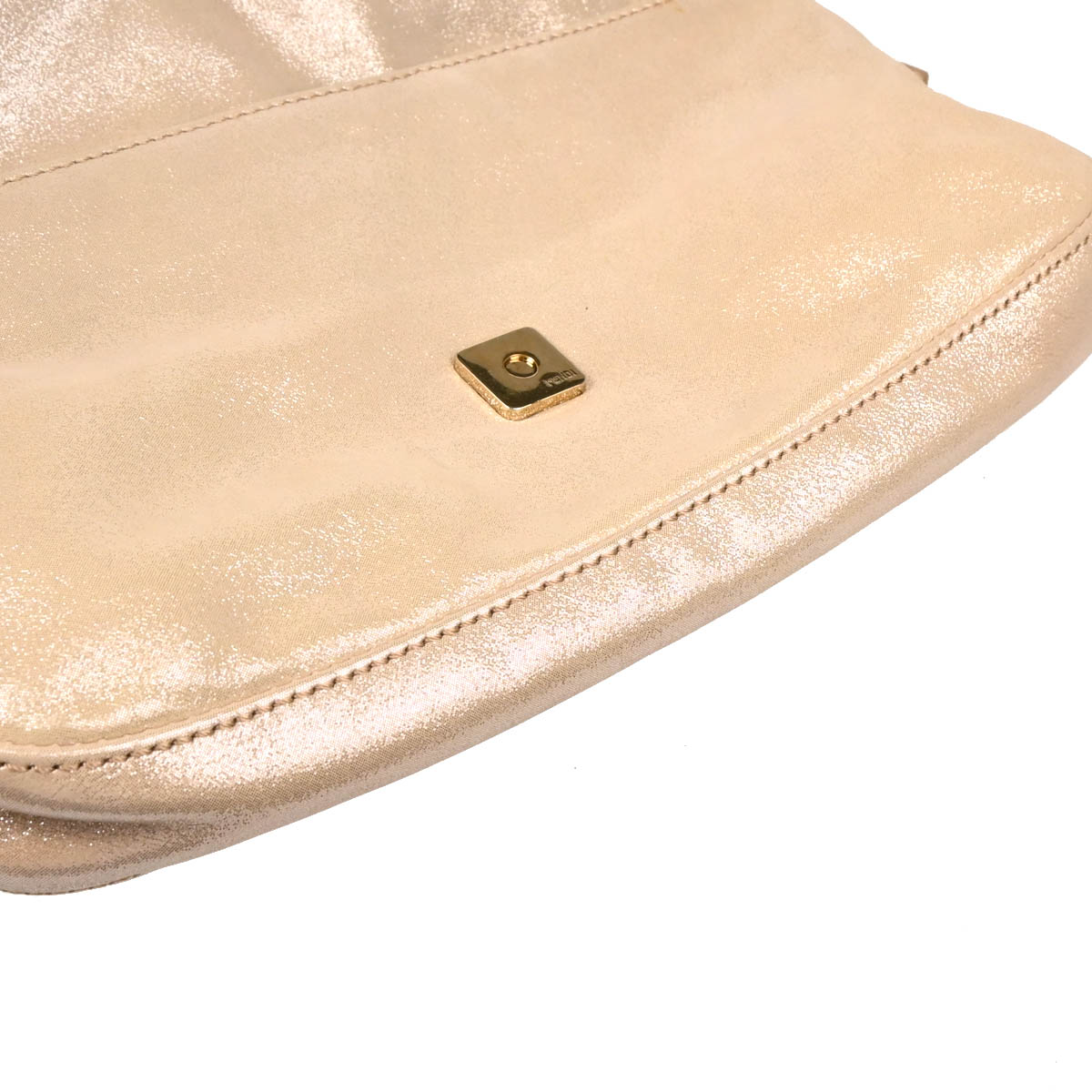 Fendi Metallic White Leather Baguette Handbag