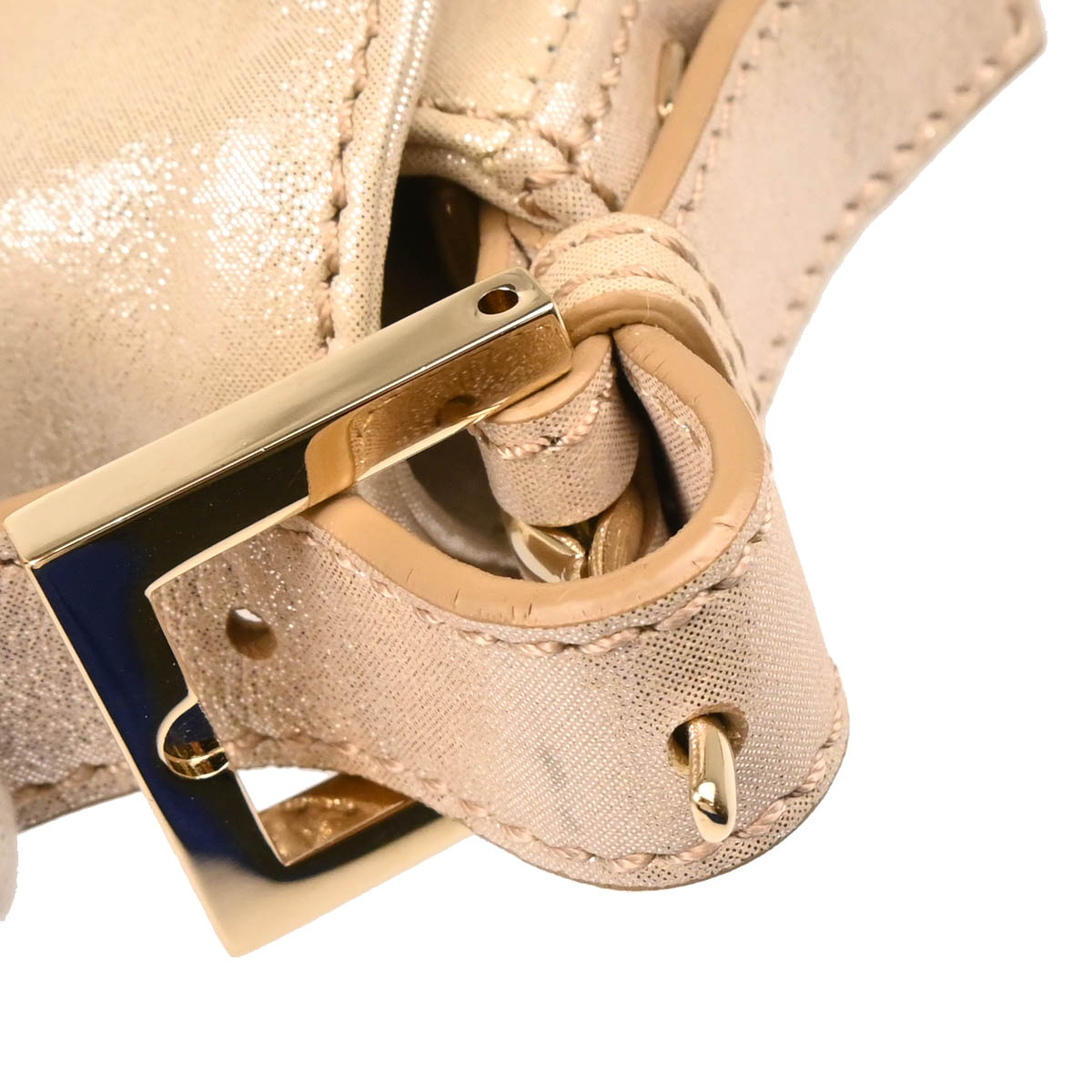 Fendi Metallic White Leather Baguette Handbag