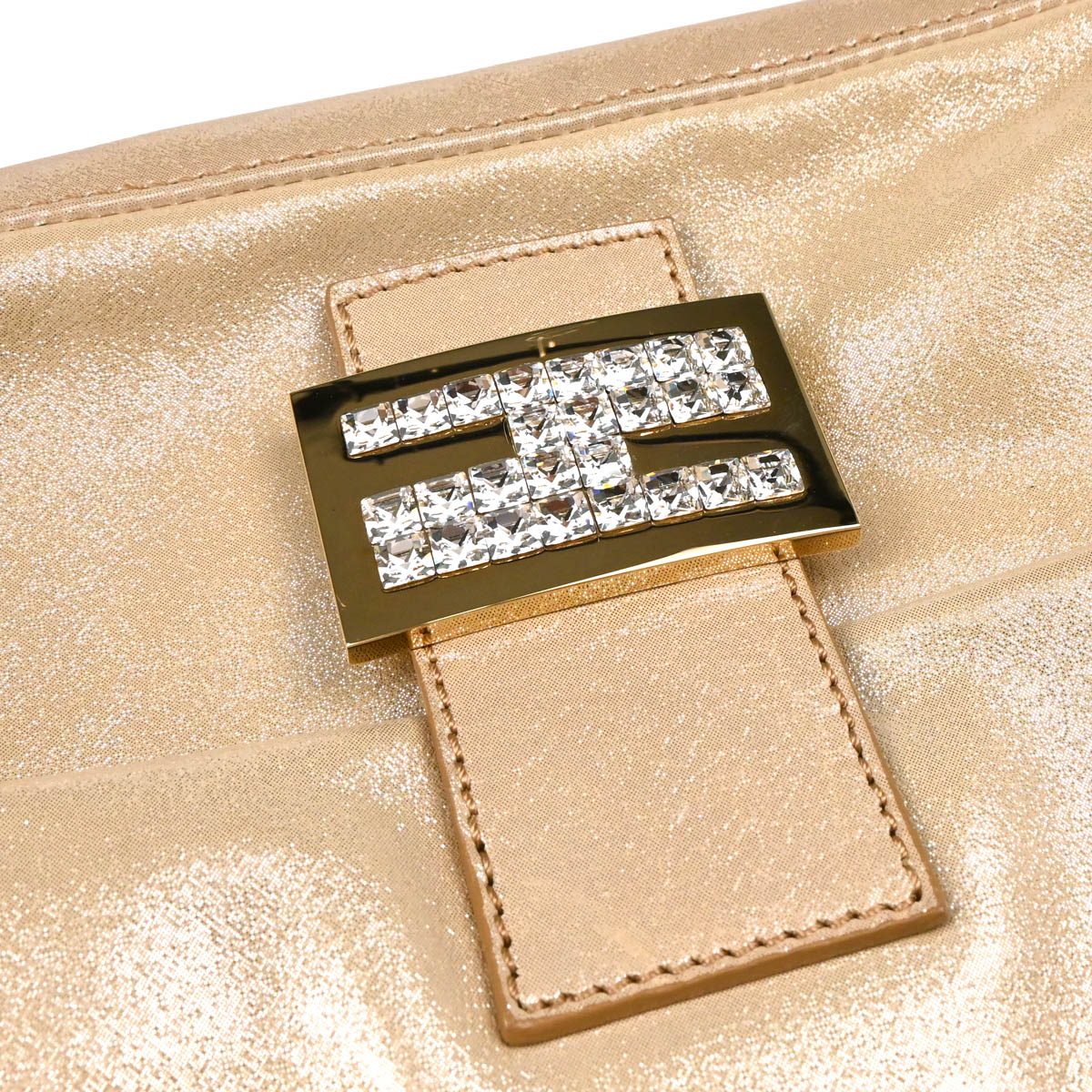 Fendi Metallic White Leather Baguette Handbag