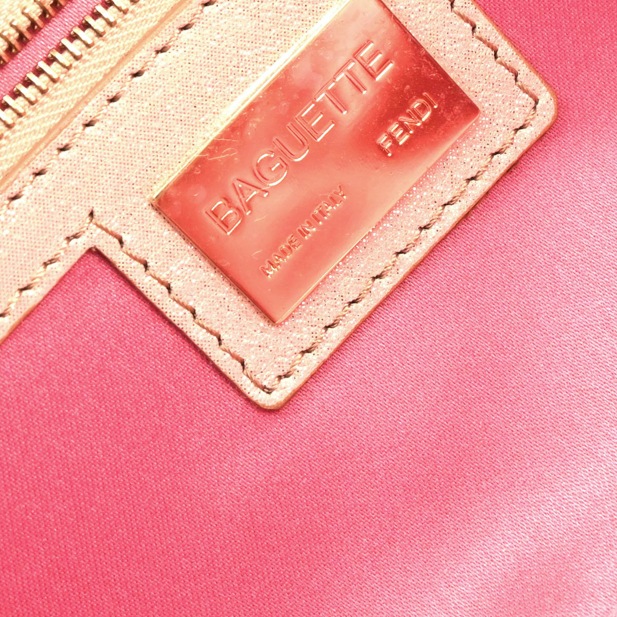 Fendi Metallic White Leather Baguette Handbag