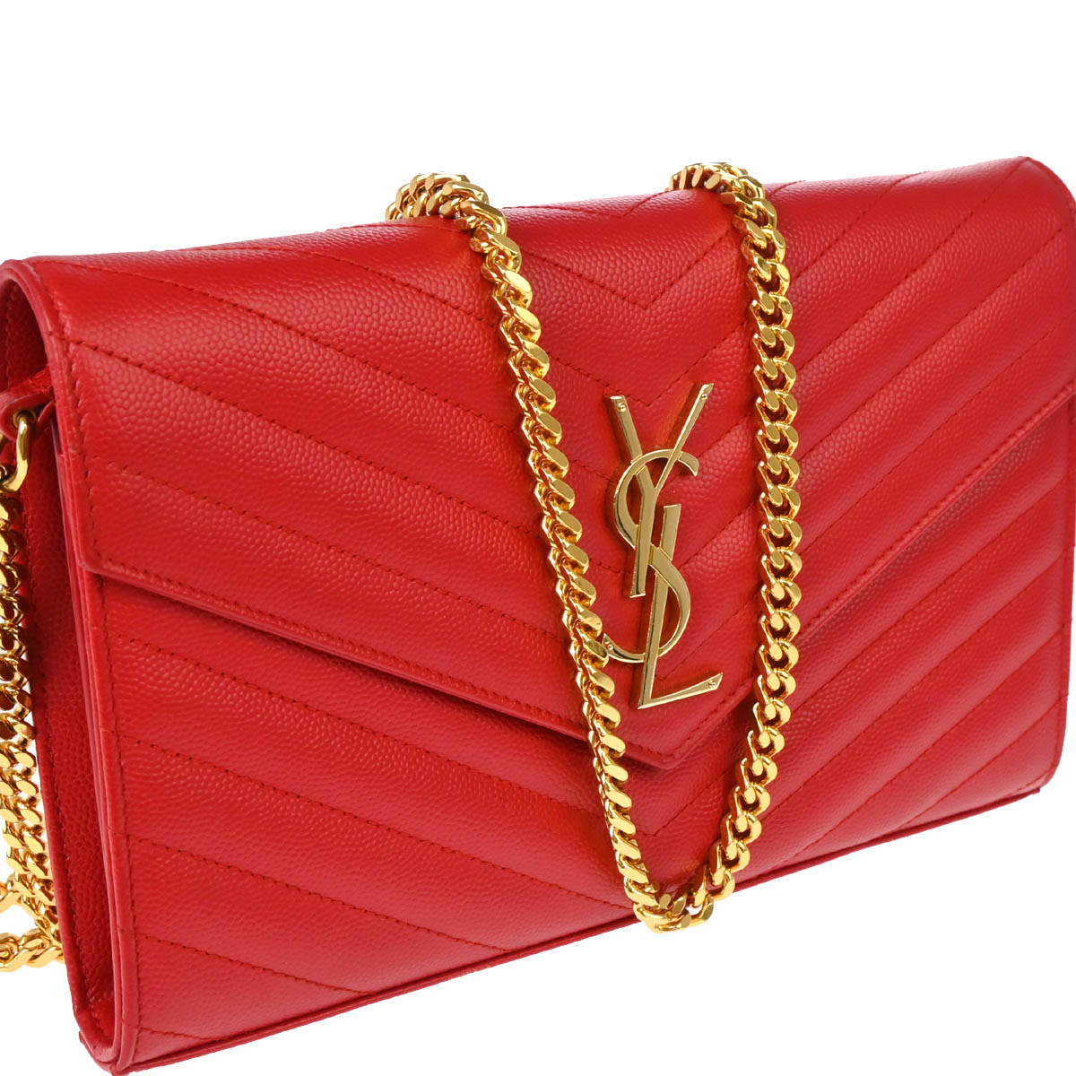 Saint Laurent Red Envelope WOC Wallet on Chain Shoulder Bag