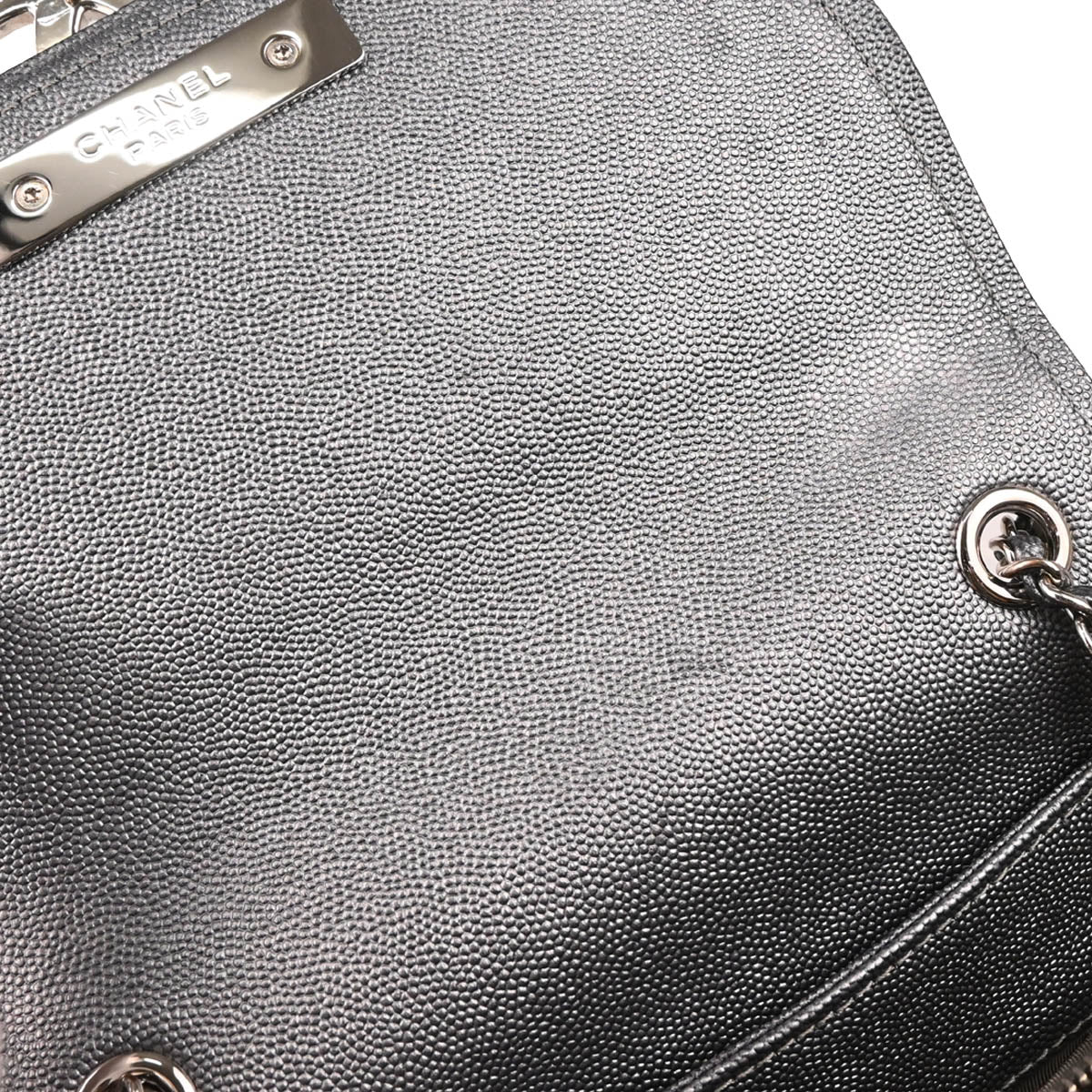 Chanel 2019 Gray Silver Caviar Coco Curve 2way Shoulder Handbag
