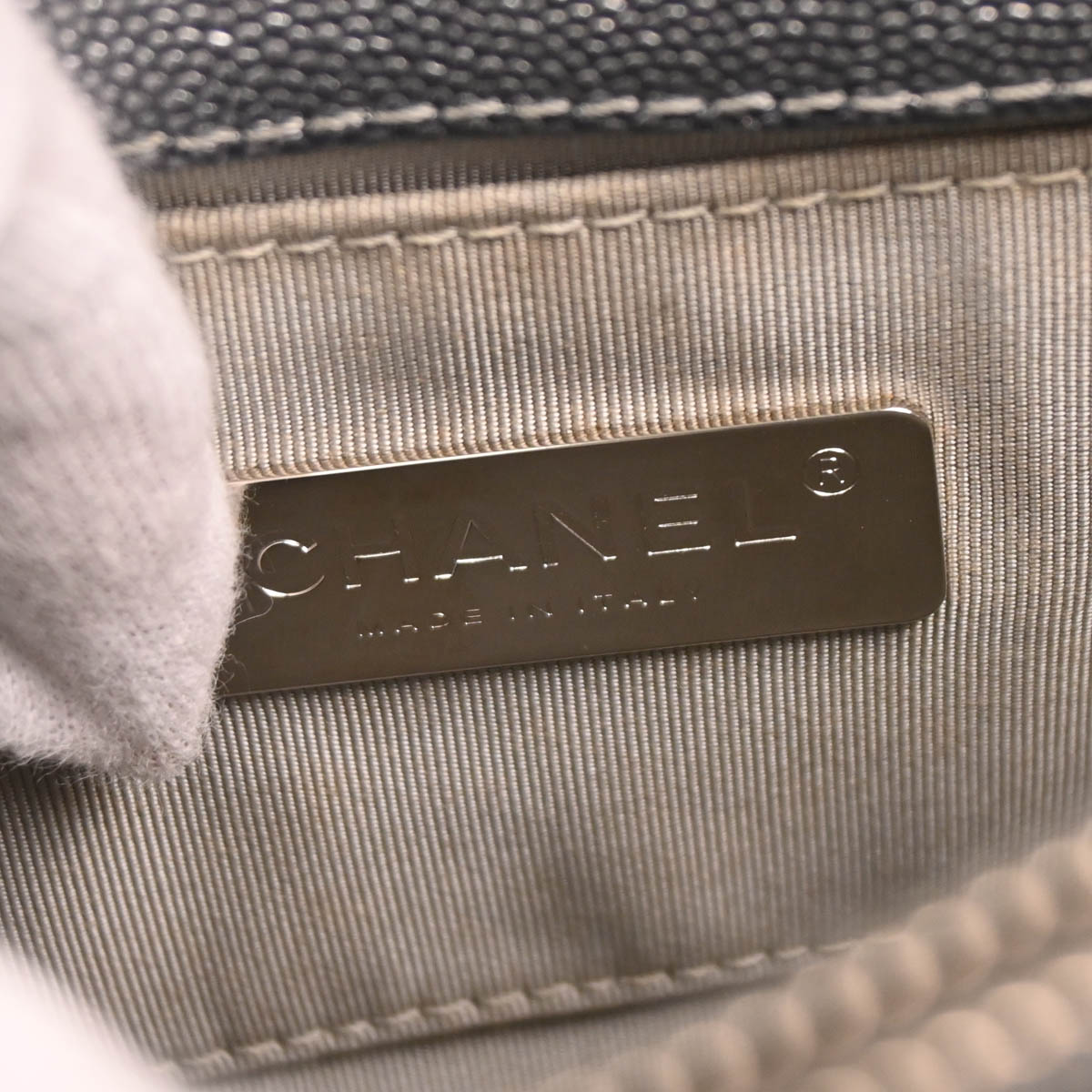 Chanel 2019 Gray Silver Caviar Coco Curve 2way Shoulder Handbag