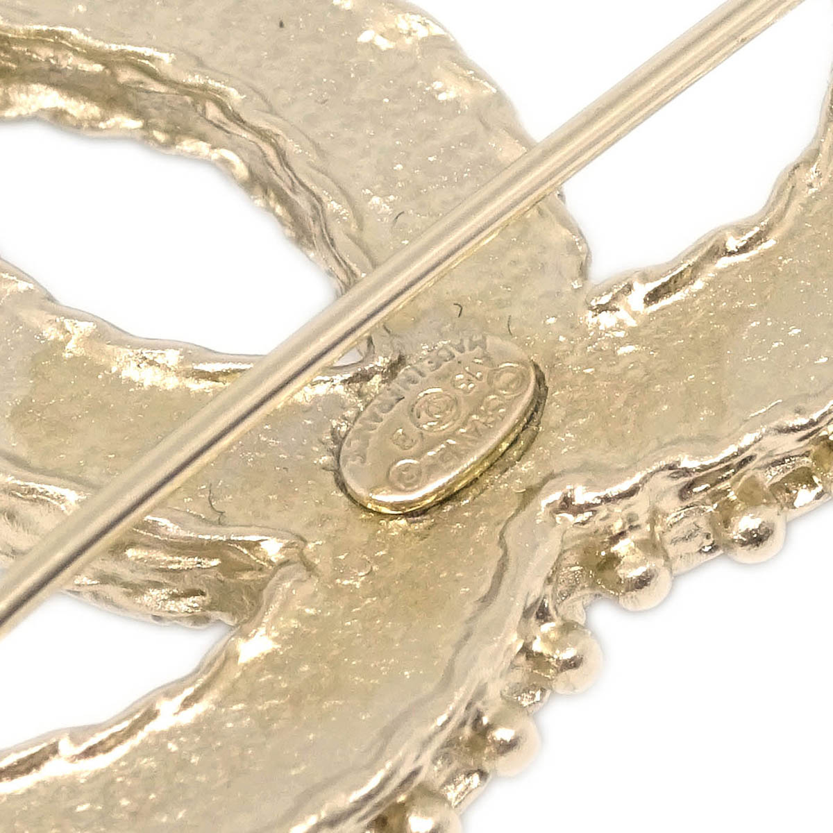 Chanel CC Brooch Pin Gold Rhinestone A13B
