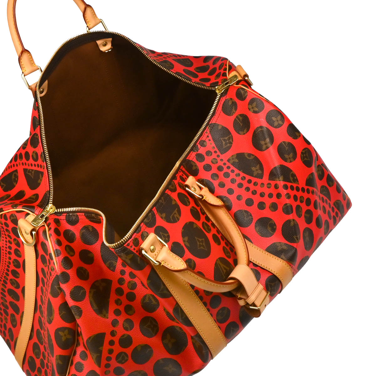 Louis Vuitton 2012 Pumpkin Dot Keepall Bandouliere 55 Duffle Bag M40695