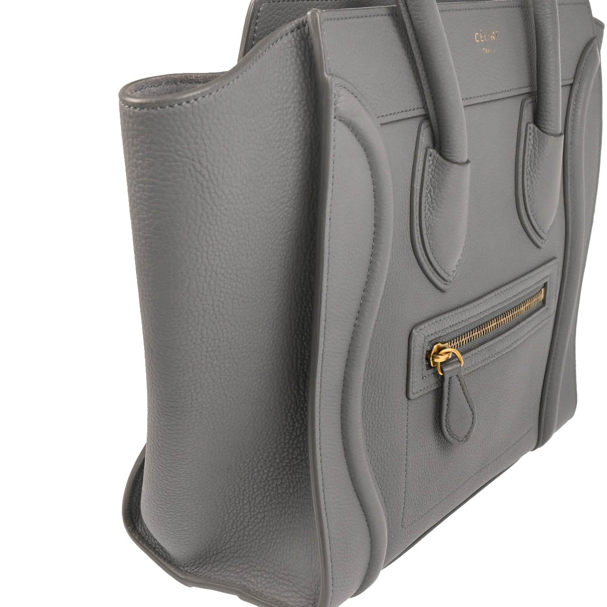 Celine Gray Leather Micro Luggage Tote Bag