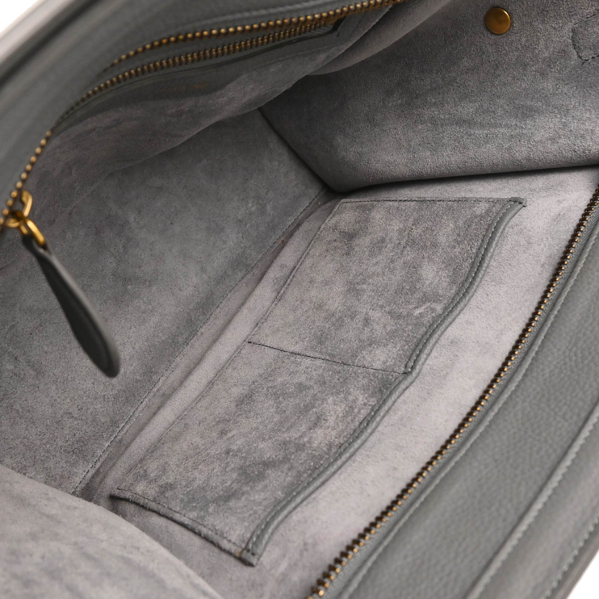 Celine Gray Leather Micro Luggage Tote Bag