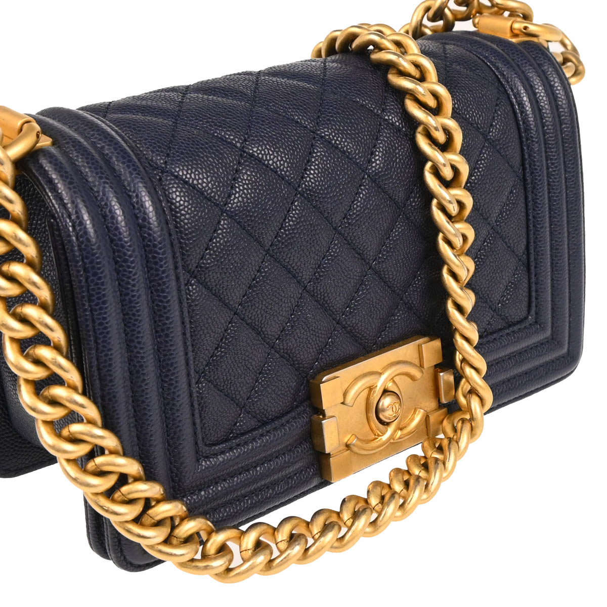 Boy Chanel 2018 Navy Caviar Small Chain Shoulder Bag