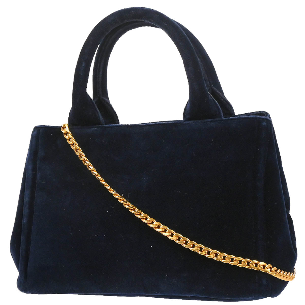 Prada Navy Velvet 2way Tote Handbag