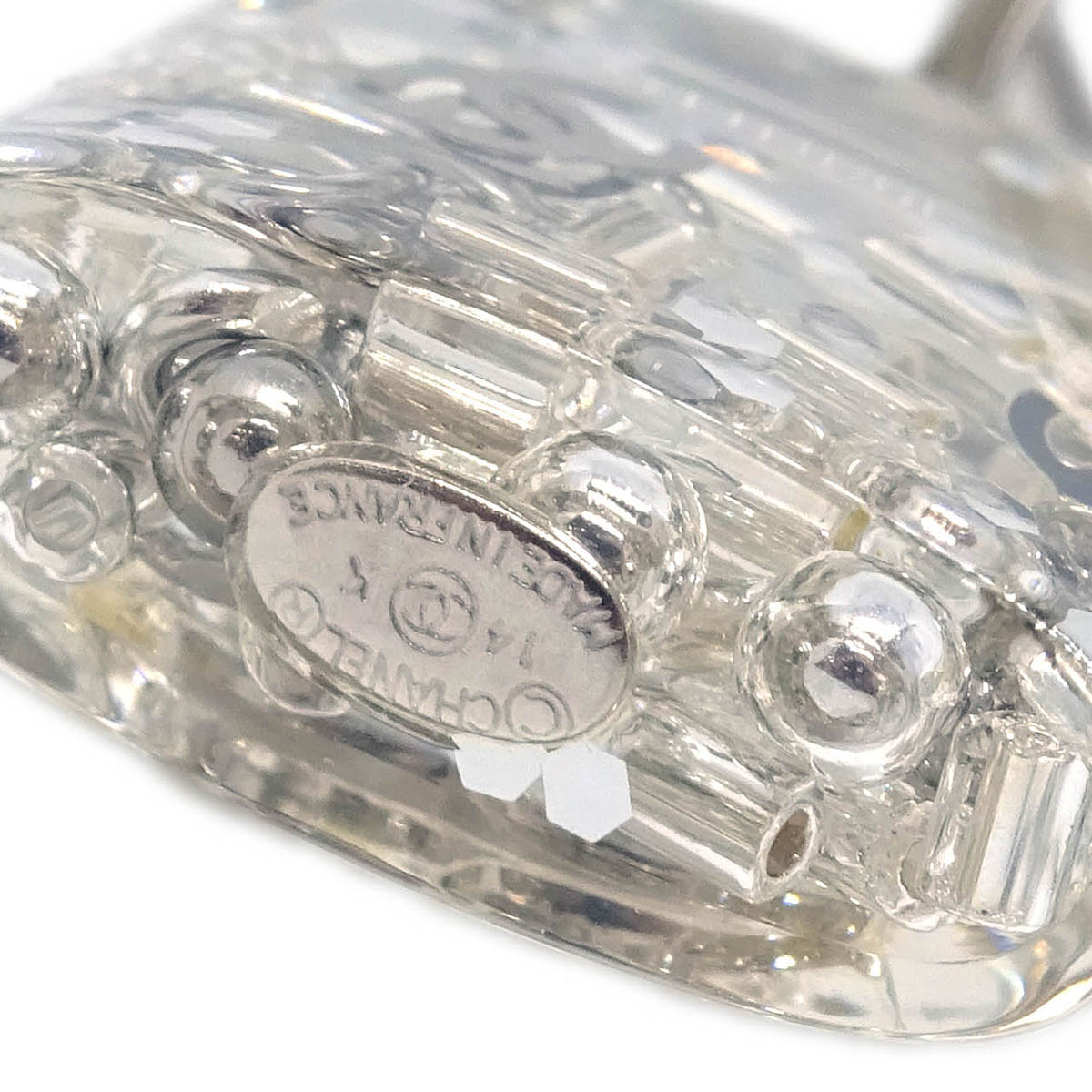 Chanel Dangle Piercing Earrings Silver Padlock 14K