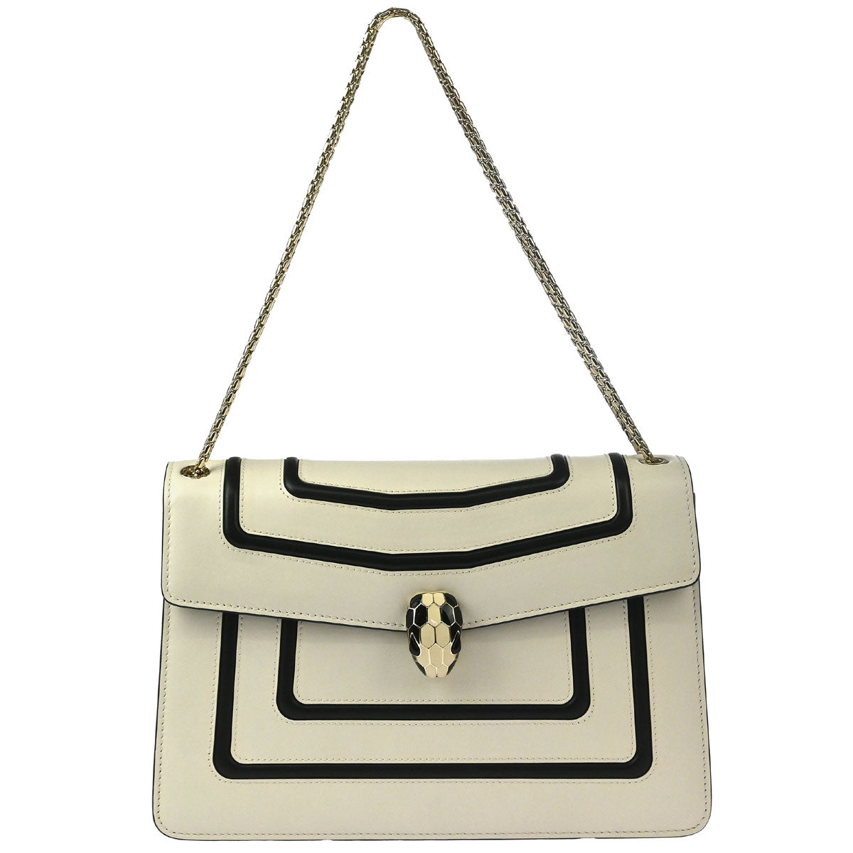 Bvlgari White Calfskin Serpenti Forever Shoulder Bag