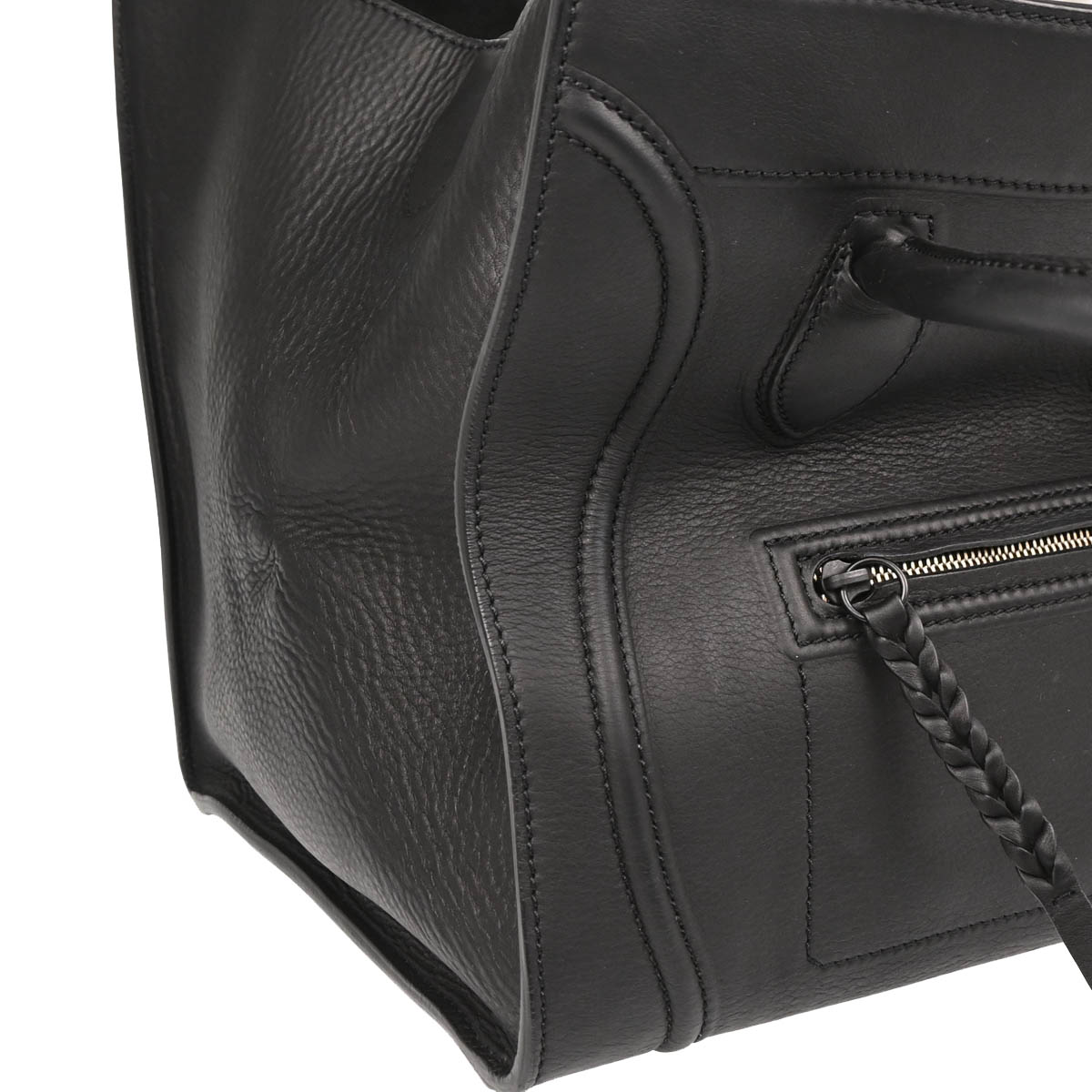 Celine Black Leather Square Luggage Tote Handbag