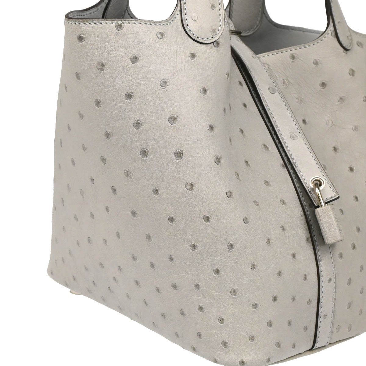 Hermes * Blue Glacier Ostrich Picotin Lock 18 PM Handbag