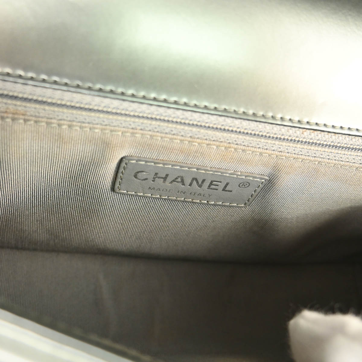 Boy Chanel 2012 Metallic Gray Calfskin Medium Shoulder Bag