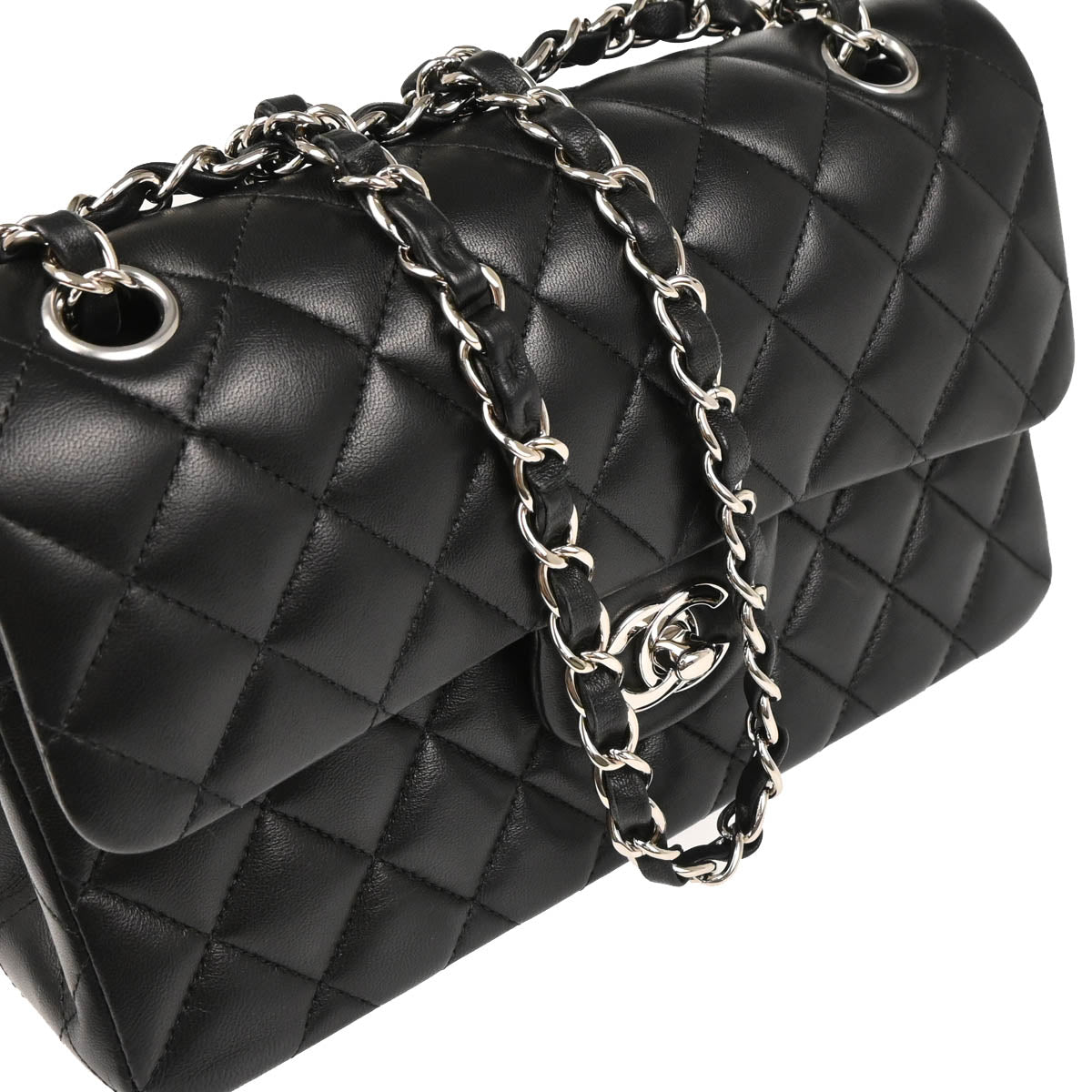 Chanel 2019 Black Lambskin Small Classic Double Flap Shoulder Bag