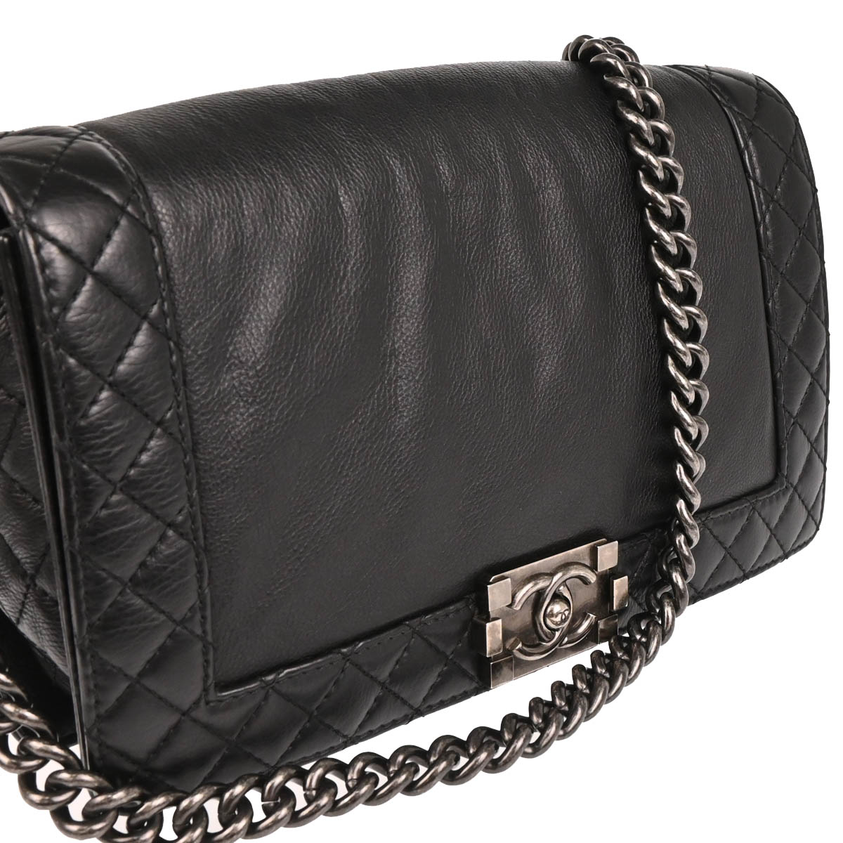 Boy Reverso Chanel 2013-2014 Black Calfskin New Medium Shoulder Bag