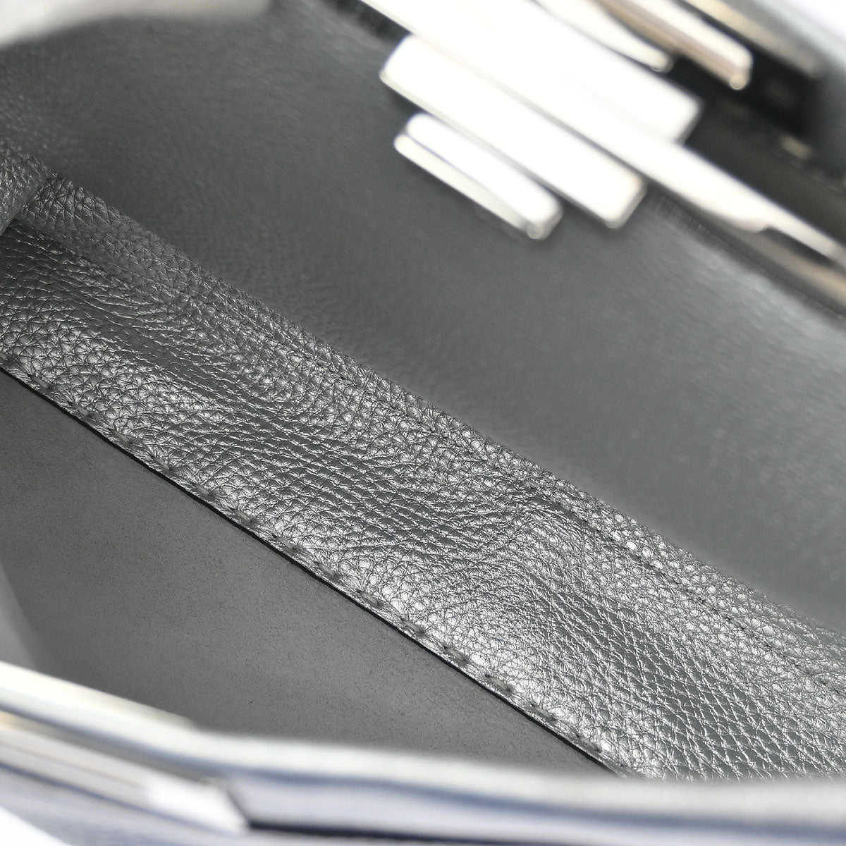 Fendi Silver Leather Peekaboo 2way Shoulder Handbag