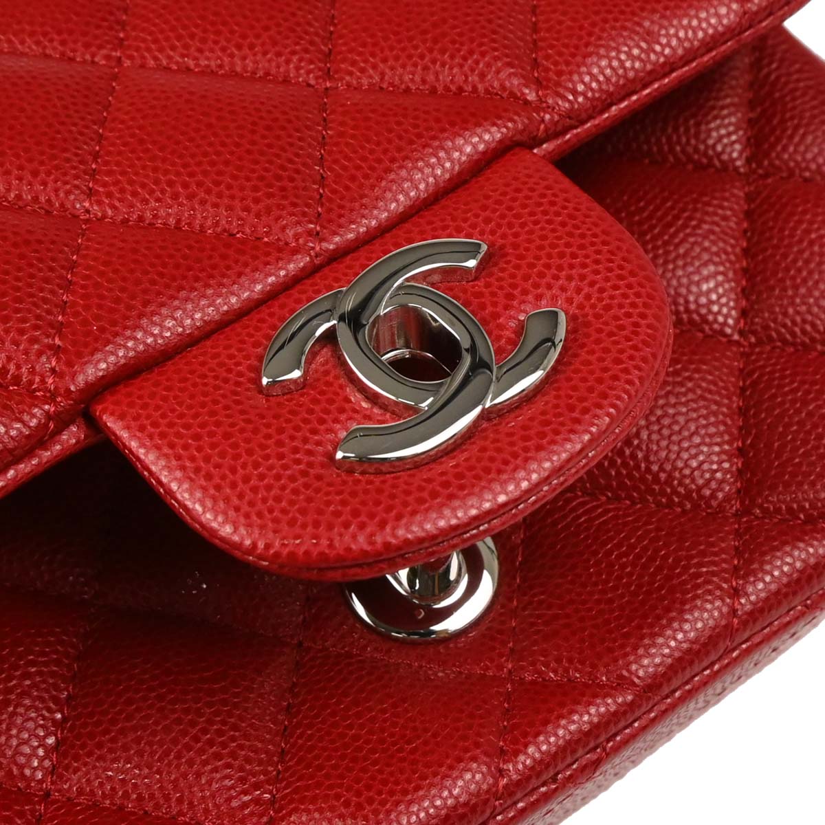 Chanel 2018-2019 Red Caviar Mini Classic Square Flap Bag
