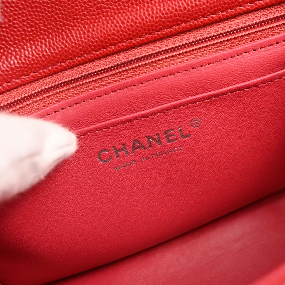 Chanel 2018-2019 Red Caviar Mini Classic Square Flap Bag