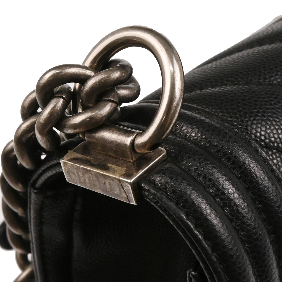 Boy Chanel 2017-2018 Black Caviar Chevron Medium Shoulder Bag