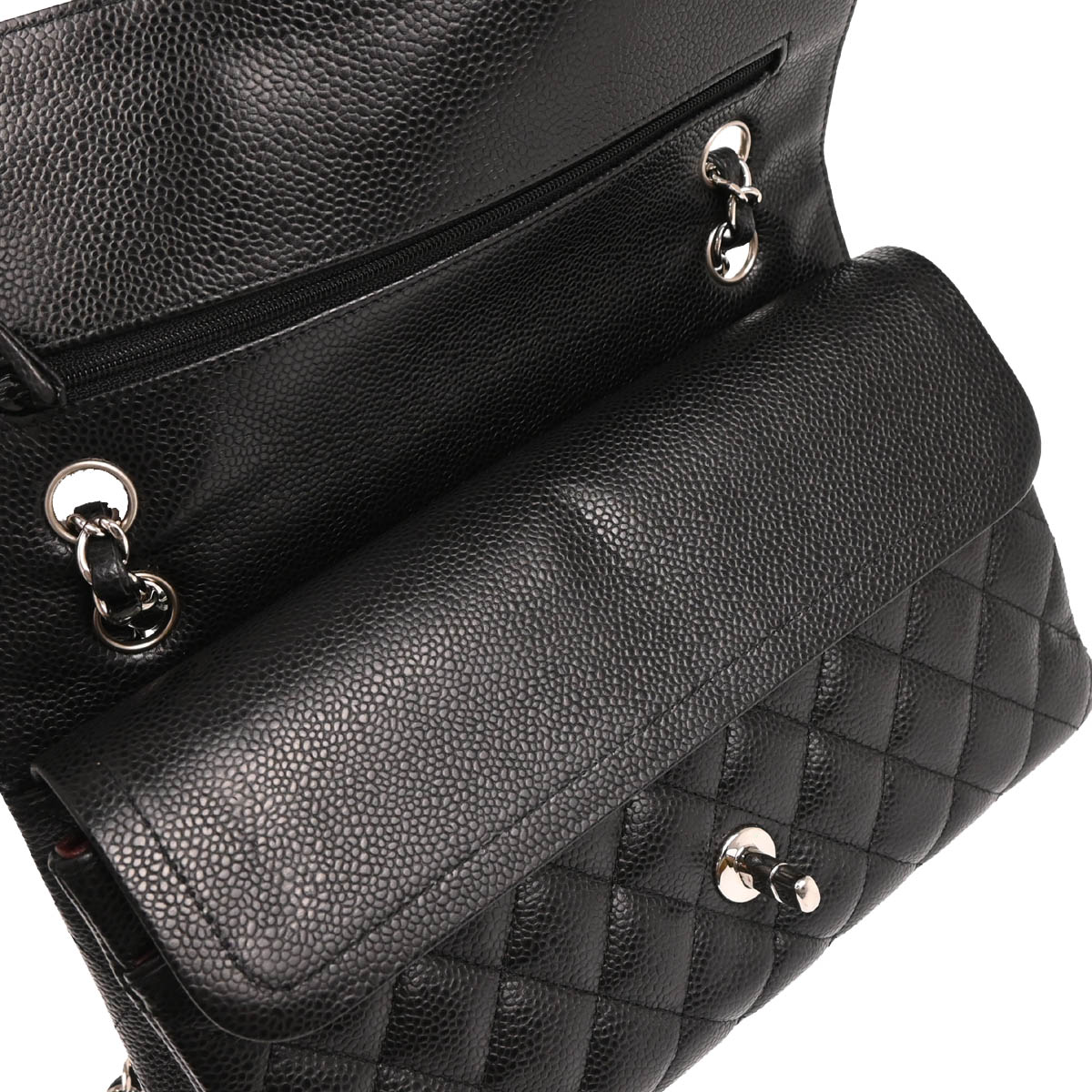 Chanel 2017-2018 Black Caviar Medium Classic Double Flap Shoulder Bag