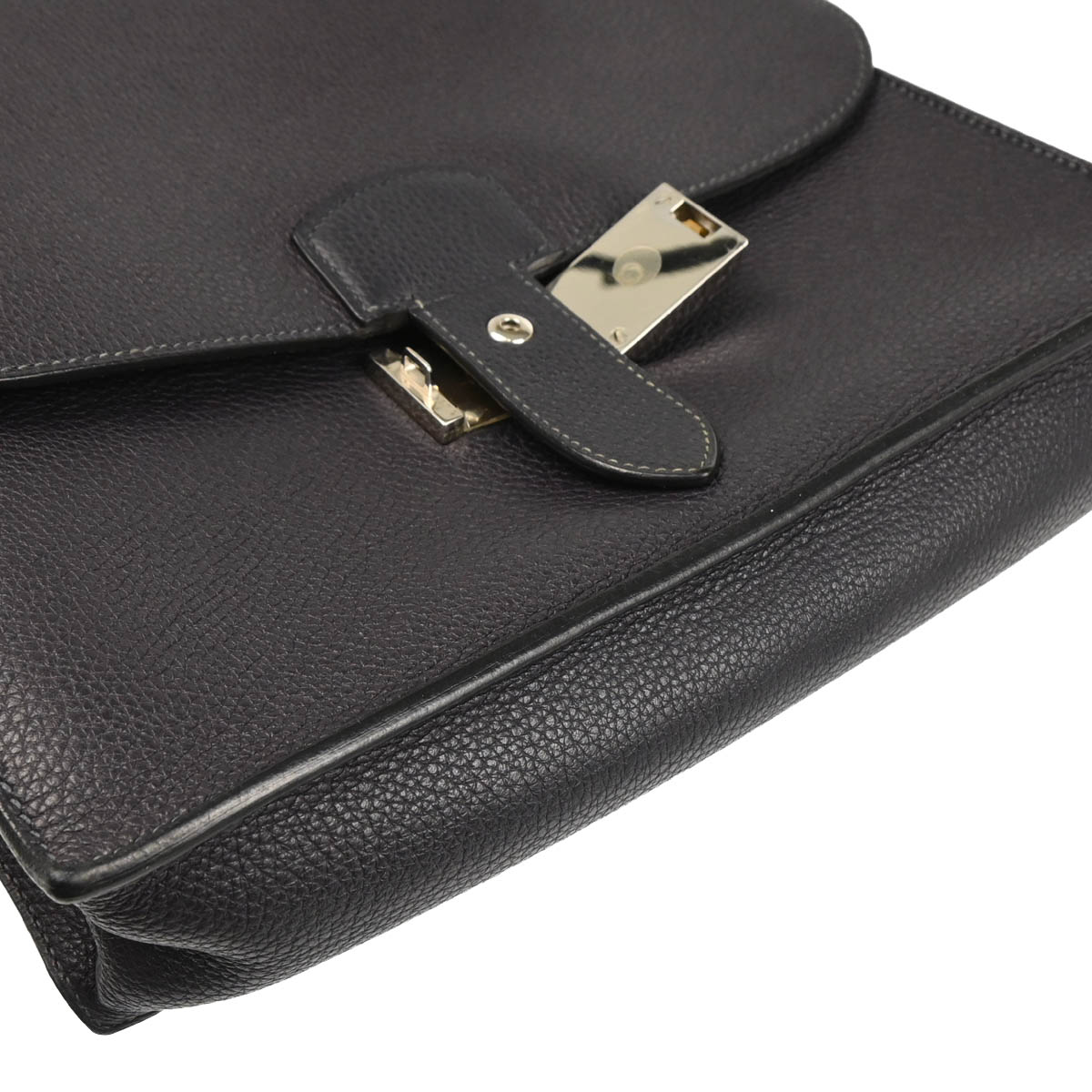Hermes 2013 Blue Indigo Etain Togo Verso Sac a Depeches 27 Briefcase Handbag
