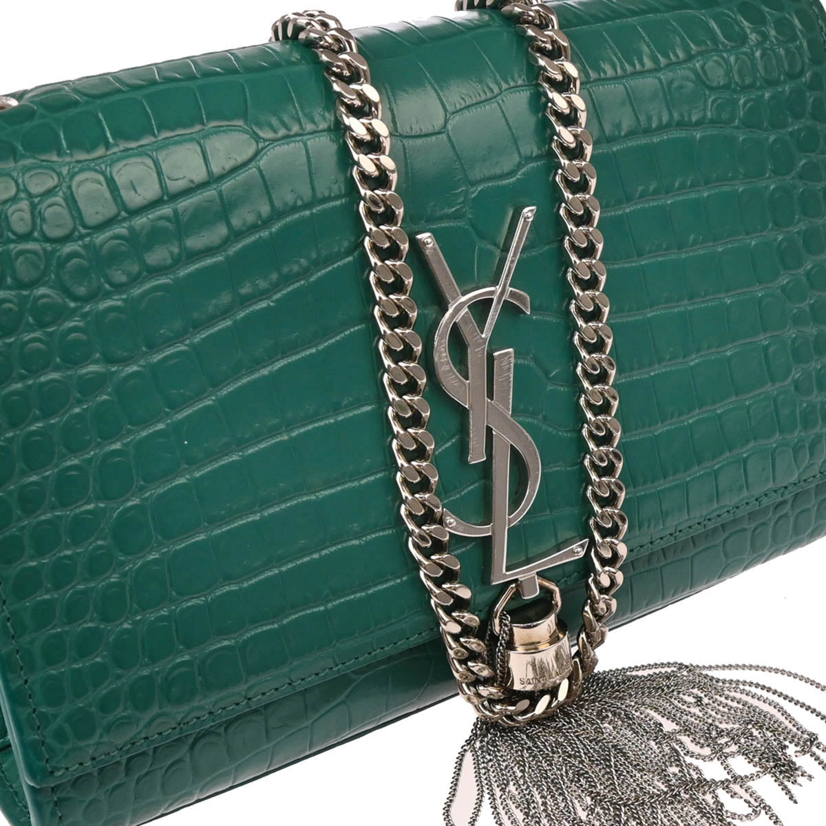 Saint Laurent Green Embossed Leather Kate Shoulder Bag