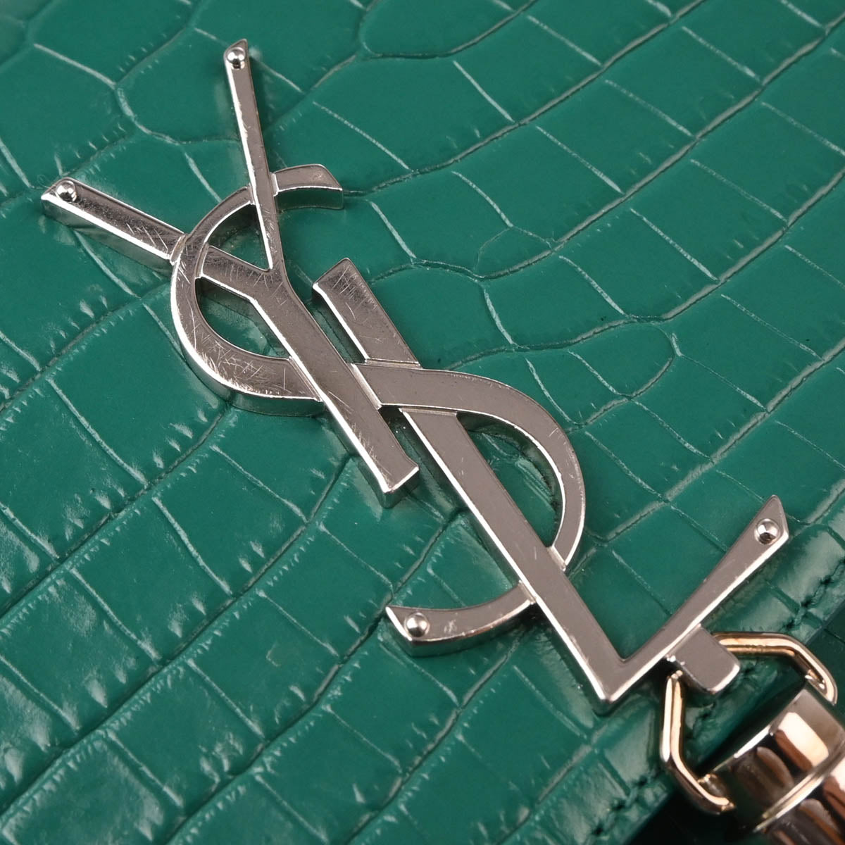 Saint Laurent Green Embossed Leather Kate Shoulder Bag