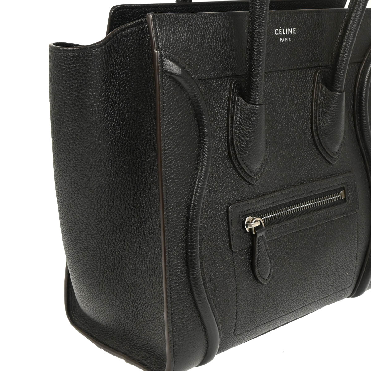 Celine Black Leather Micro Luggage Tote Bag