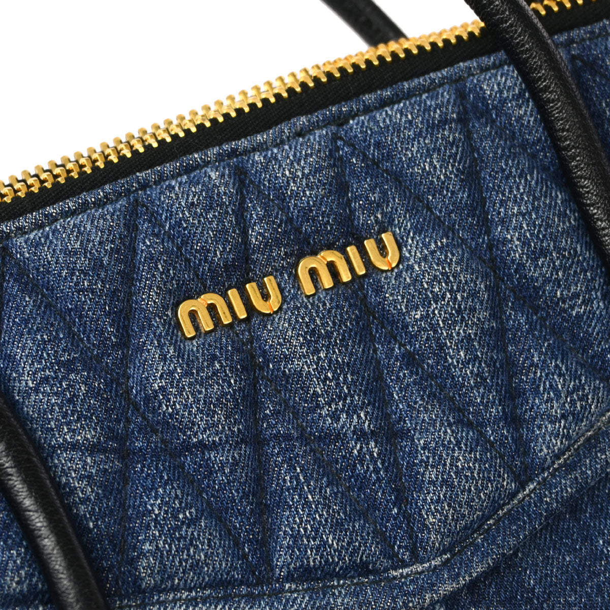 Miu Miu Blue Denim Biker Handbag