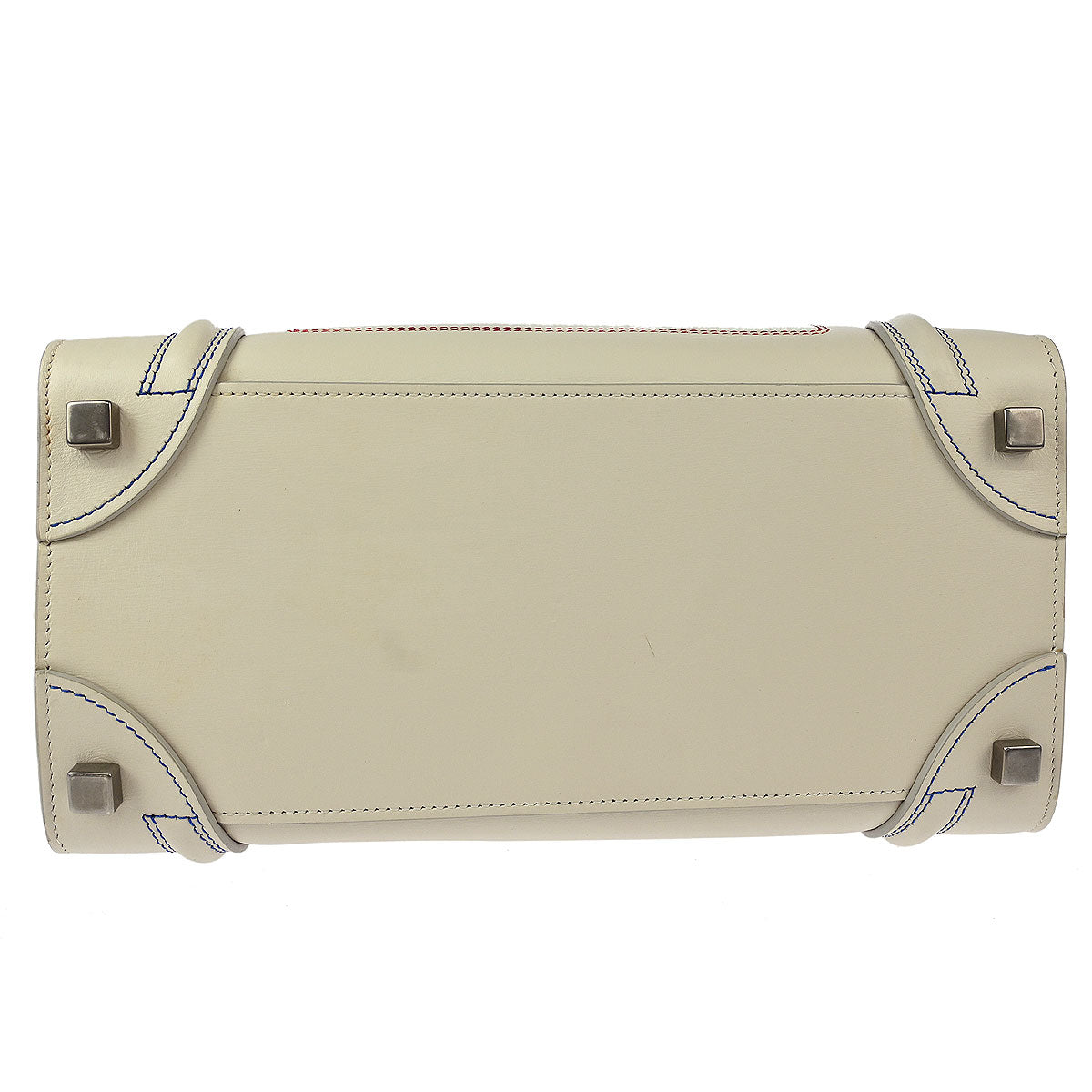 Celine White Leather Micro Luggage Tote Bag