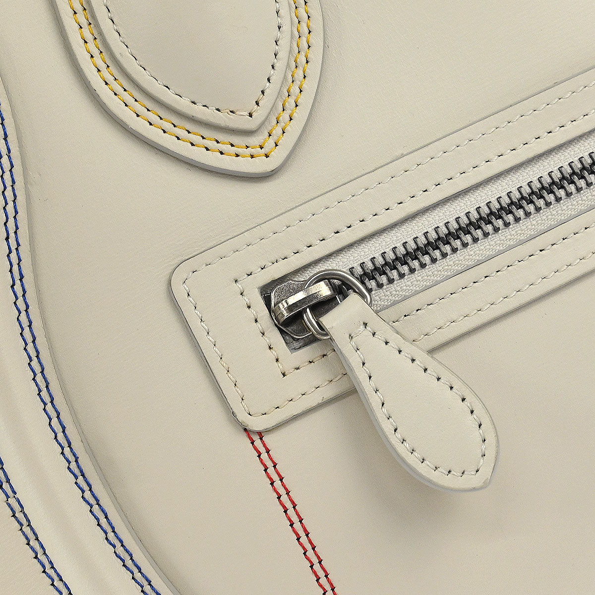 Celine White Leather Micro Luggage Tote Bag