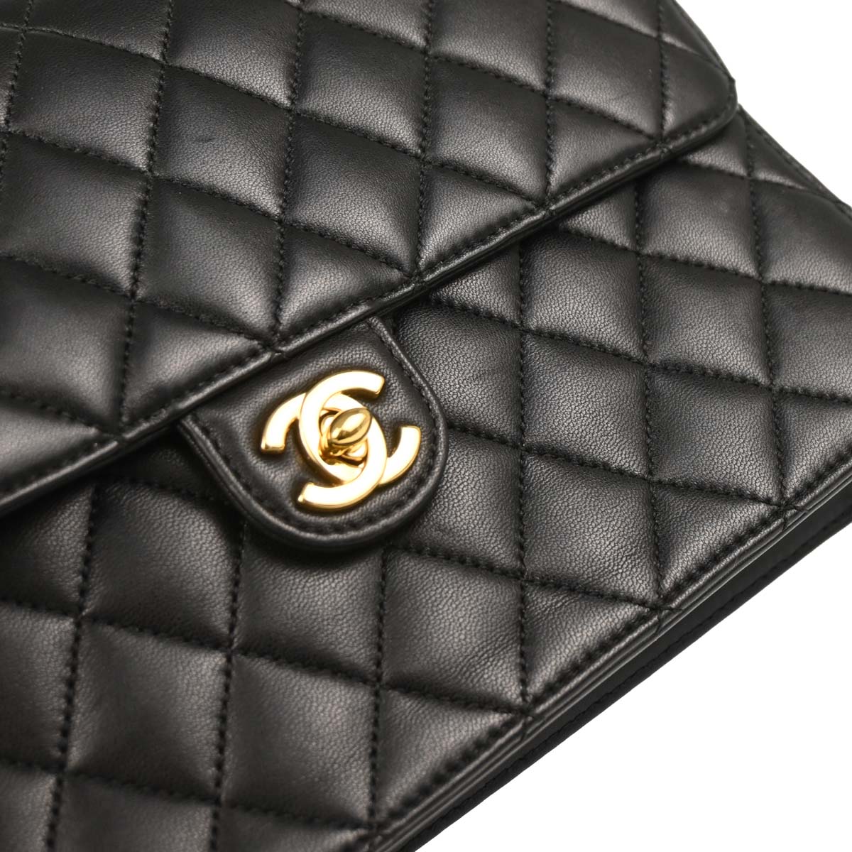 Chanel 2010-2011 Black Lambskin Turnlock Medium Half Flap Shoulder Bag