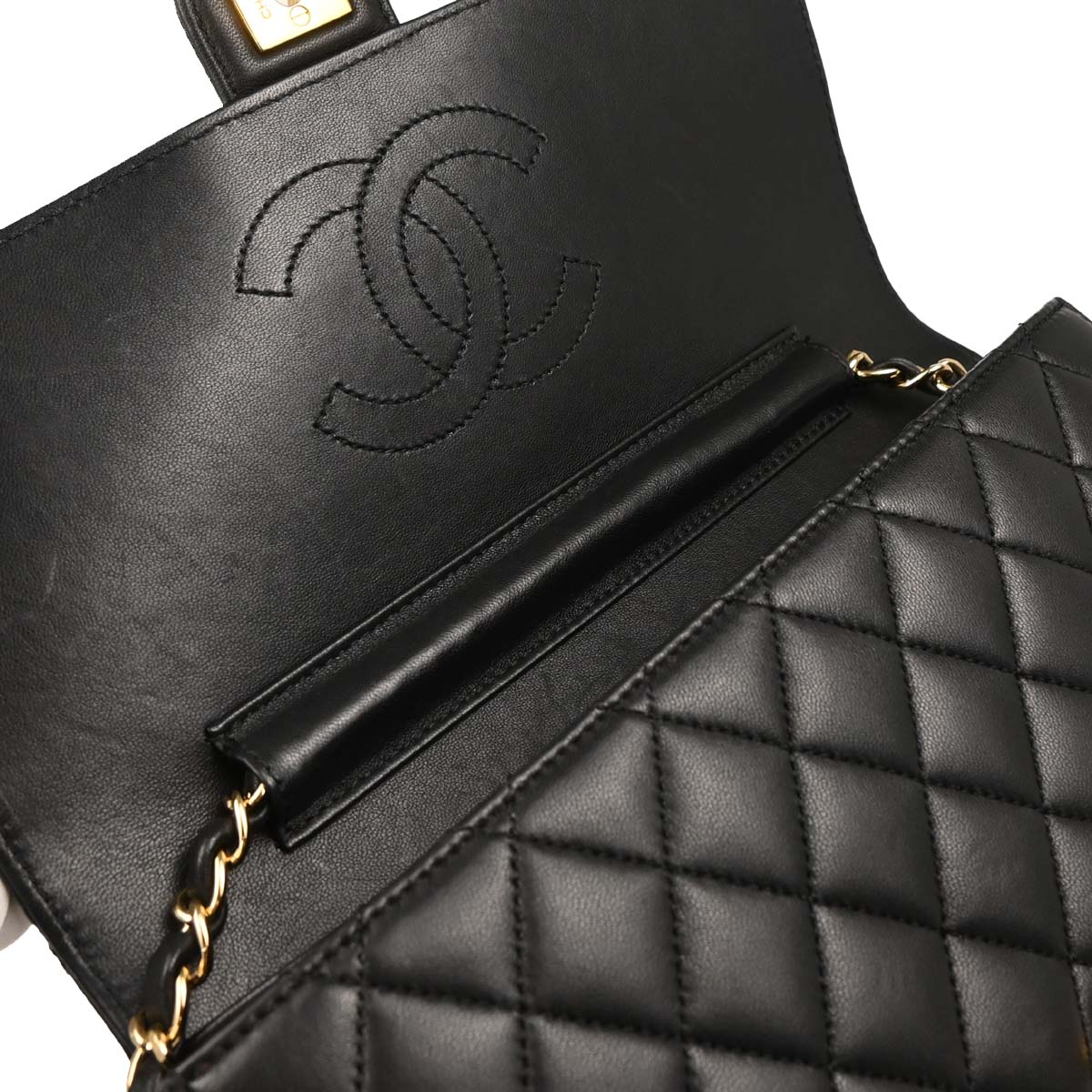 Chanel 2010-2011 Black Lambskin Turnlock Medium Half Flap Shoulder Bag