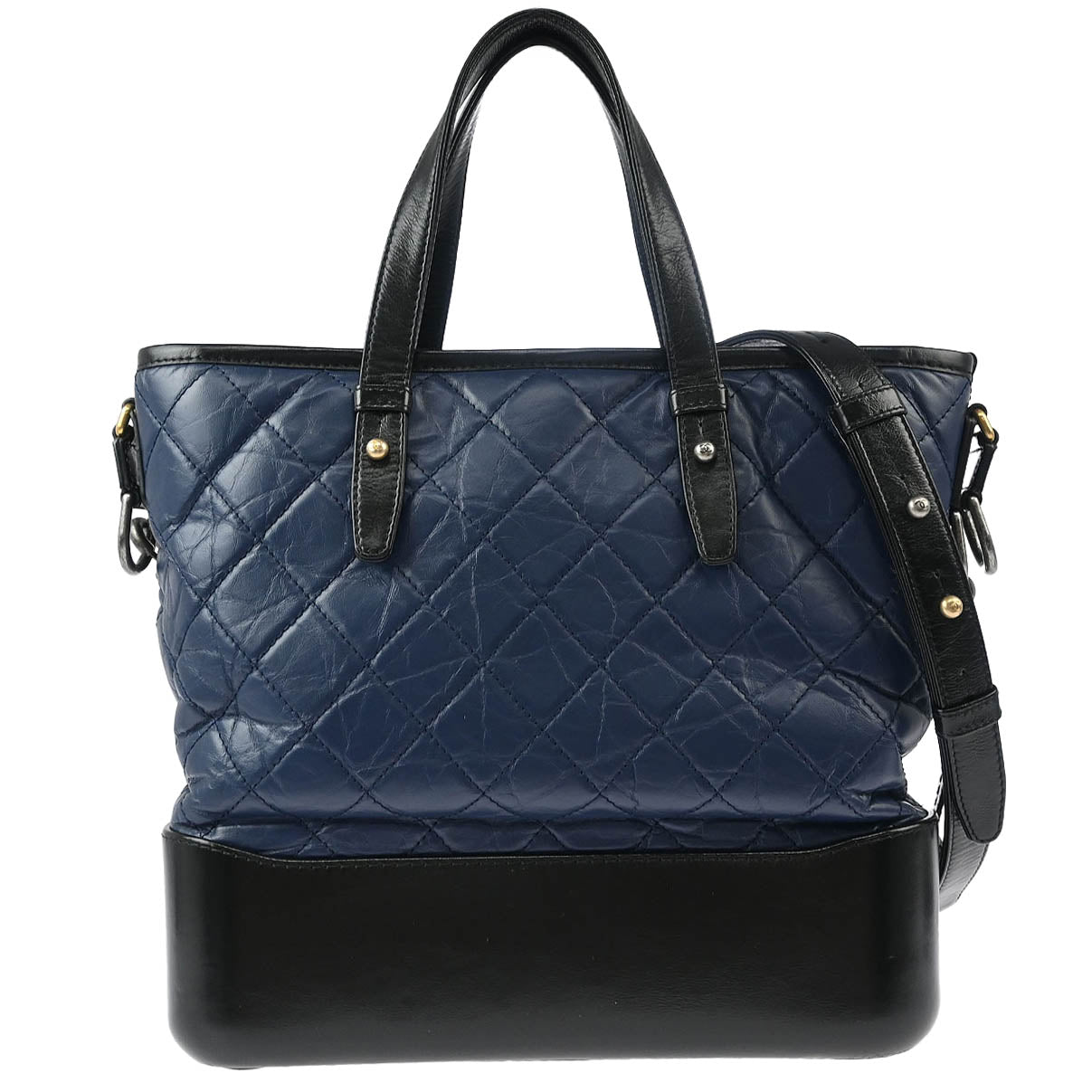 Chanel 2017-2018 Blue Black Calfskin Gabrielle 2way Shoulder Tote Bag