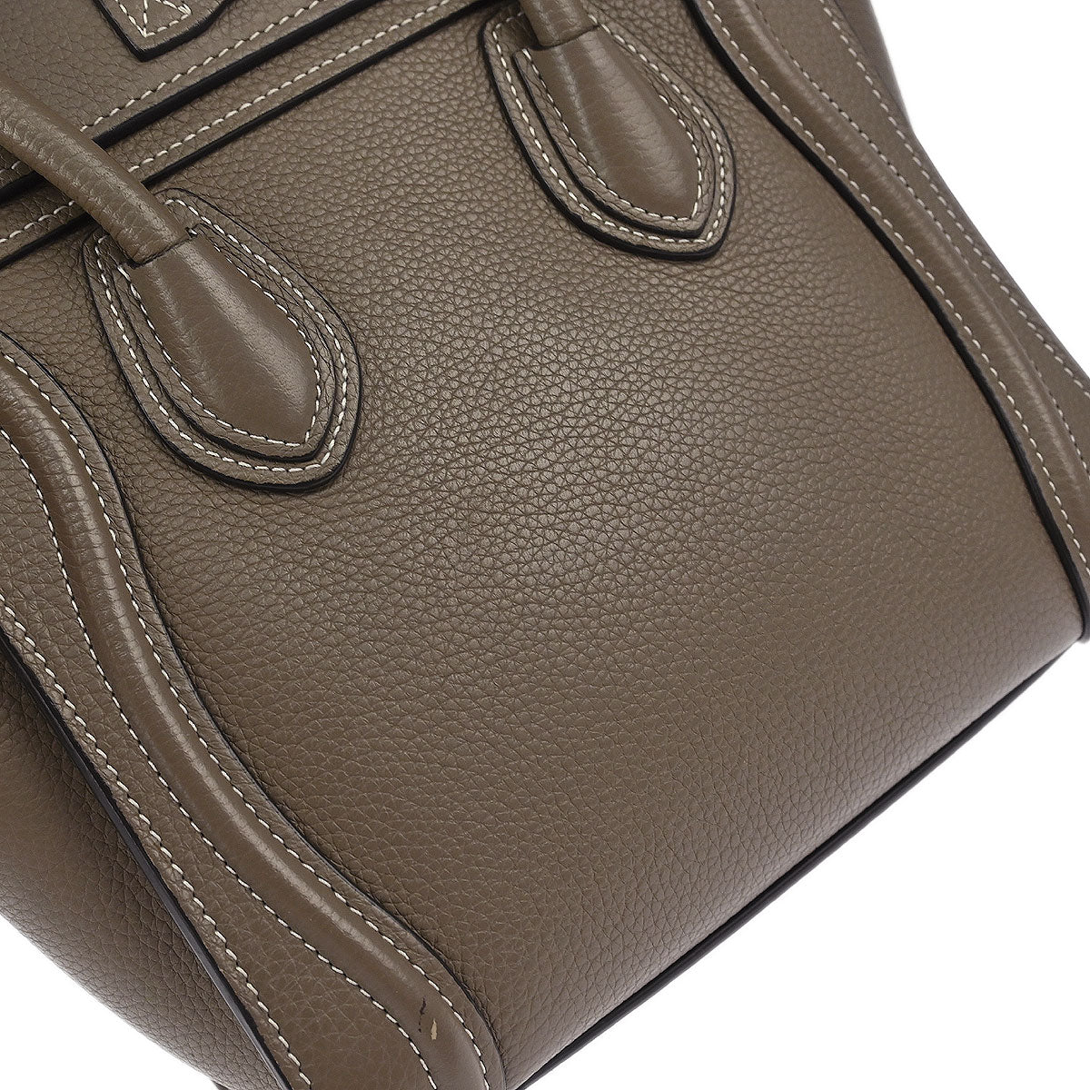 Celine Gray Leather Nano Luggage Tote Bag