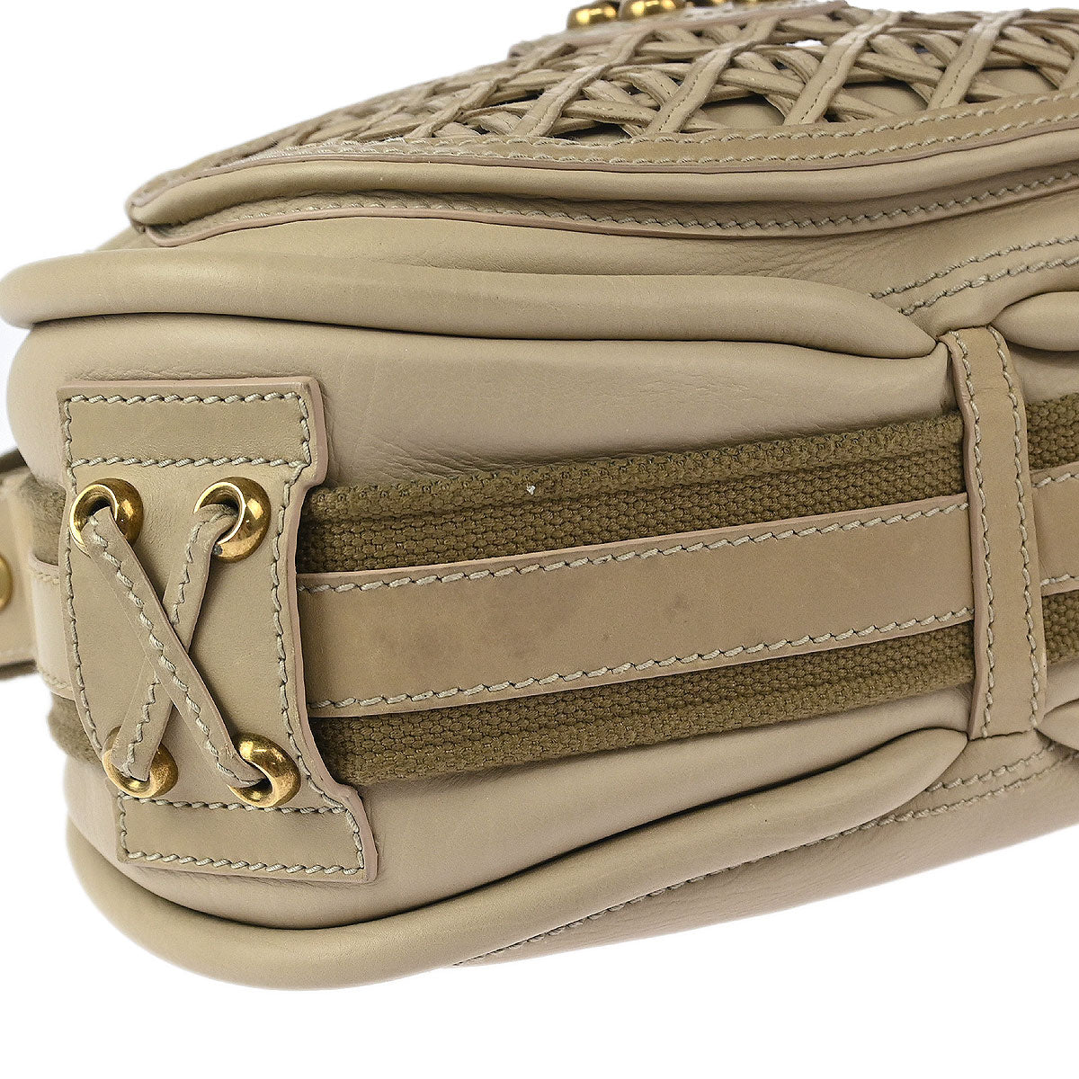 Christian Dior Beige Lattice Shoulder Bag