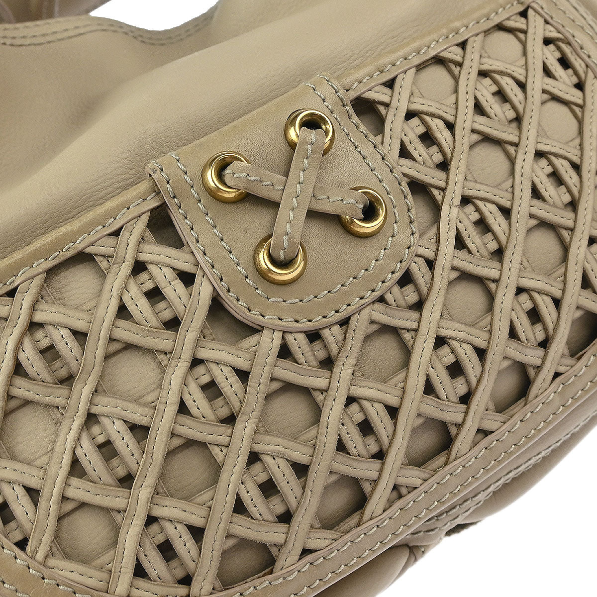 Christian Dior Beige Lattice Shoulder Bag