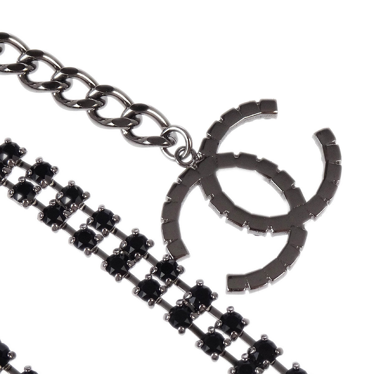 Chanel Chain Belt Silver Rhinestone Small Good B18S