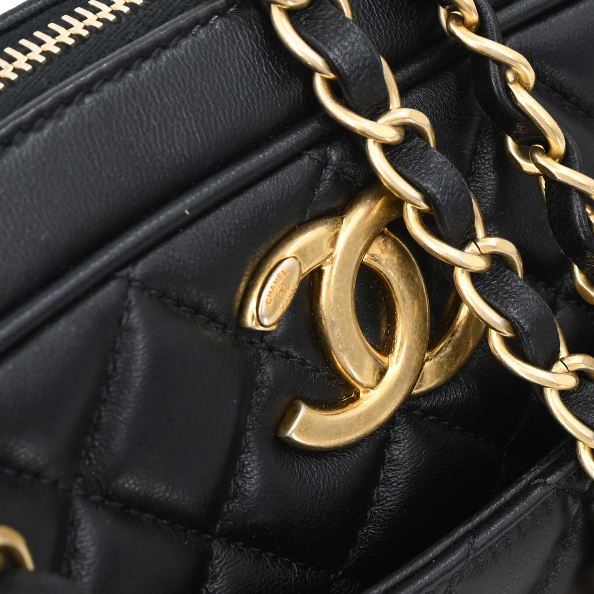 Chanel Black Lambskin Camera Bag Small