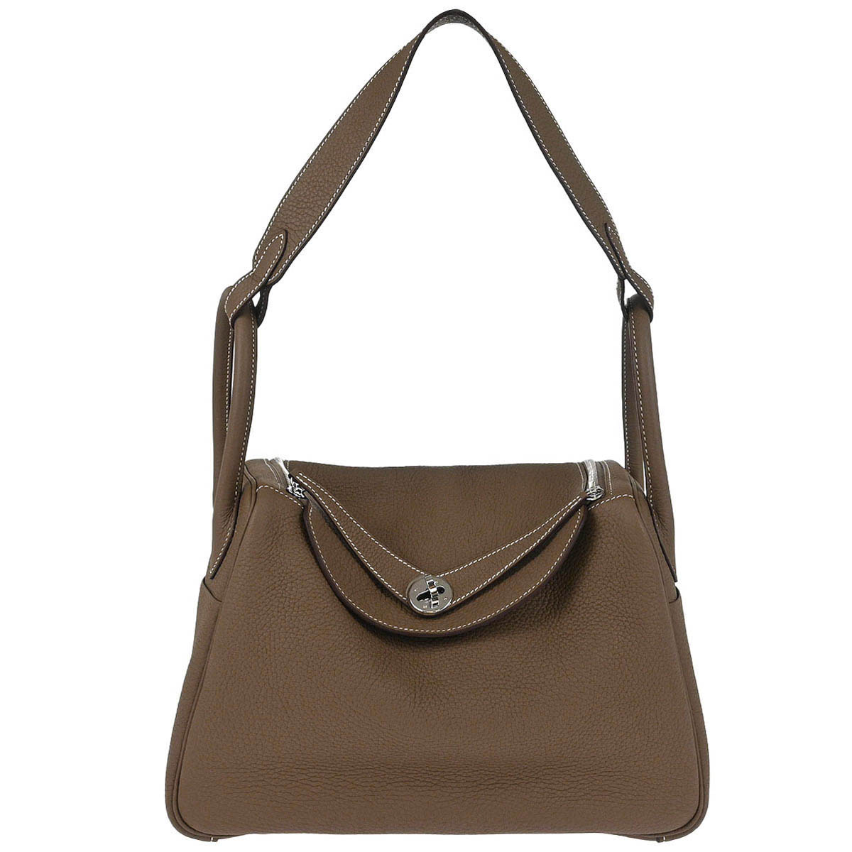 Hermes 2019 Etoupe Taurillon Clemence Lindy 30 Shoulder Bag